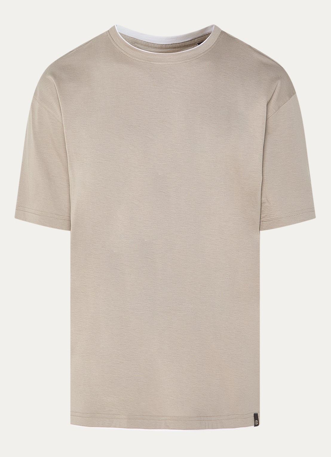 Boggi Milano T-shirt met ronde hals - voorkant 3 donkerbeige