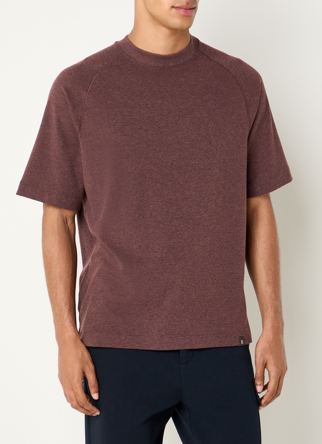 Boggi Milano T-shirt met ronde hals - detail 4 bordeauxrood