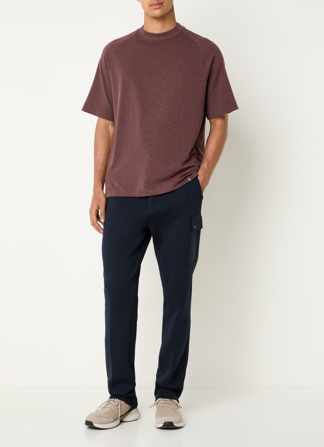 Boggi Milano T-shirt met ronde hals - voorkant 2 bordeauxrood