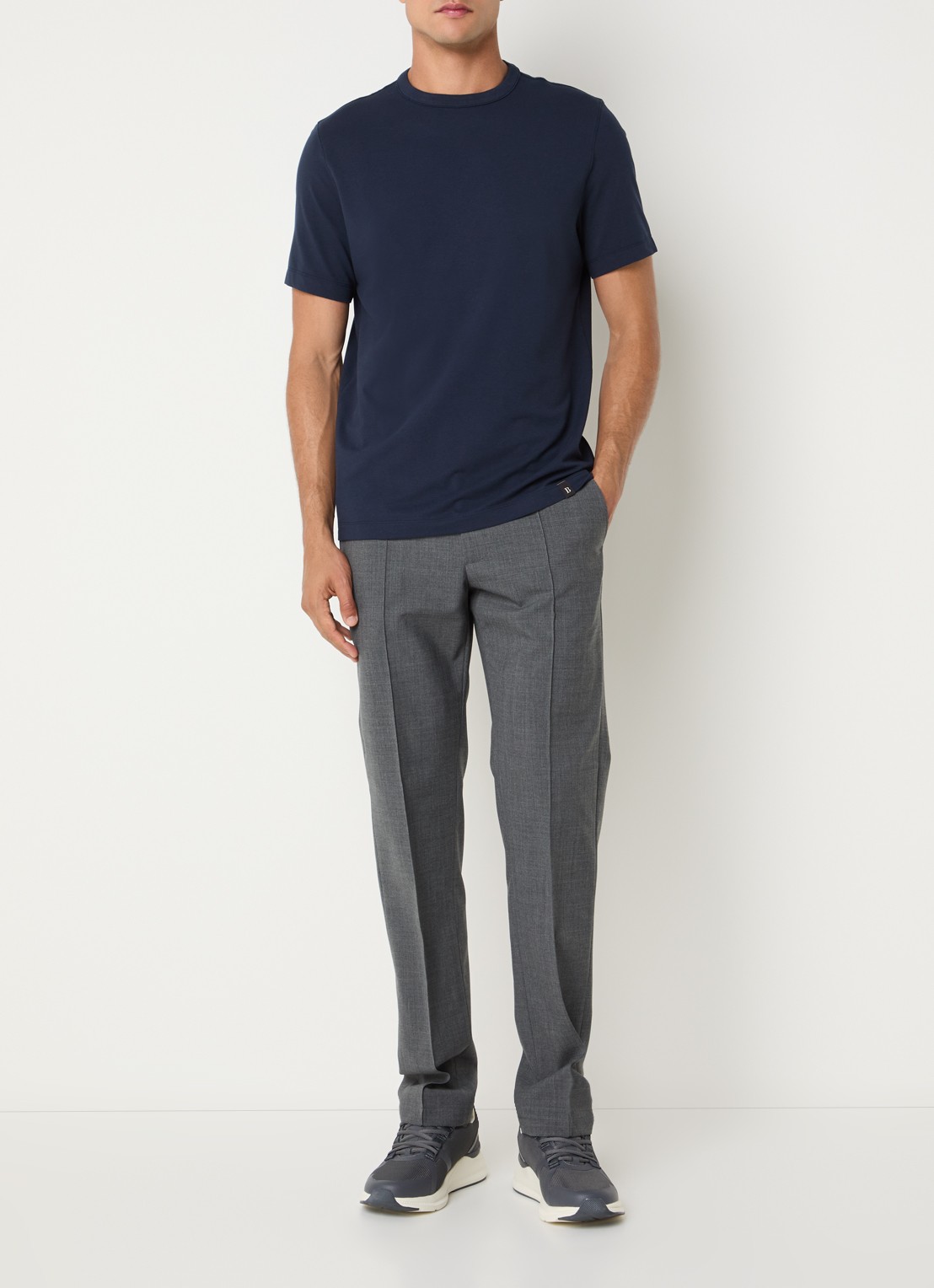 Boggi Milano T-shirt met ronde hals - voorkant 3 donkerblauw