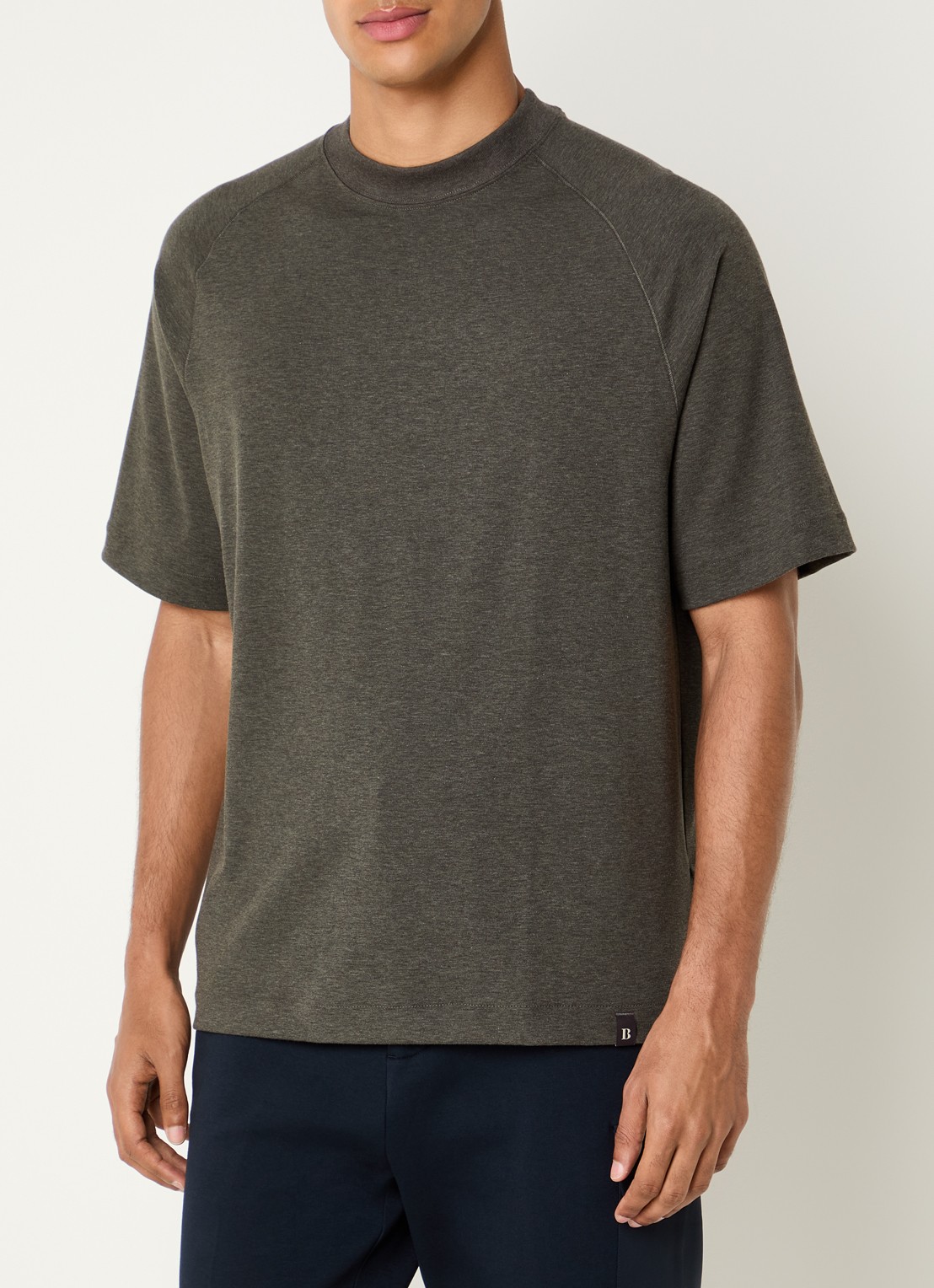 Boggi Milano T-shirt met ronde hals - detail 3 bronsgroen