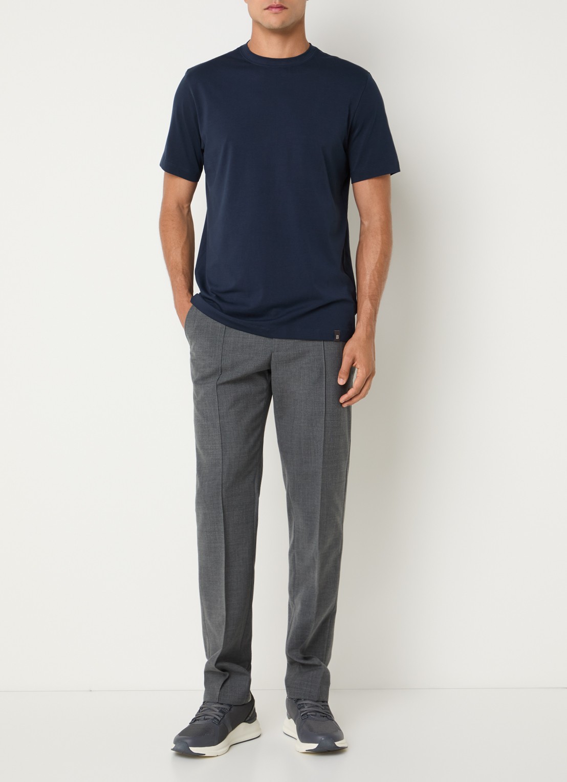 Boggi Milano T-shirt met ronde hals - voorkant 3 donkerblauw