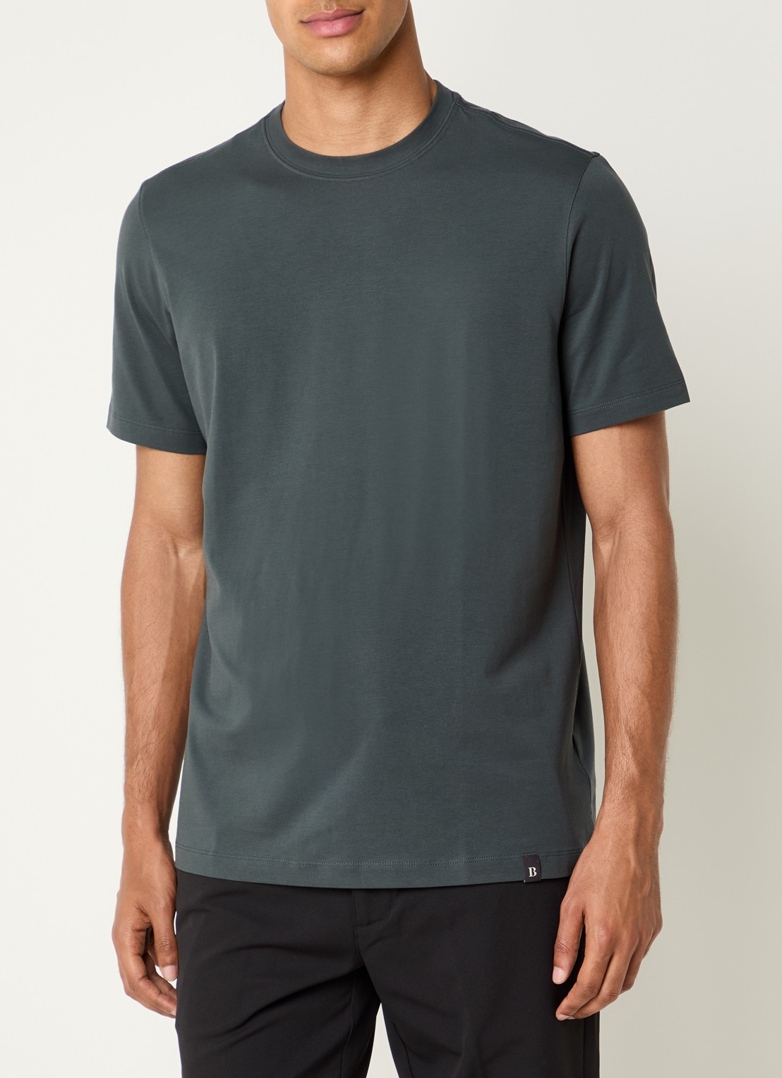 Boggi Milano T-shirt met ronde hals - detail 4 bronsgroen