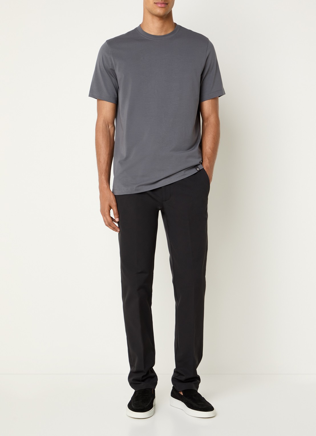 Boggi Milano T-shirt met ronde hals - voorkant 2 donkergrijs