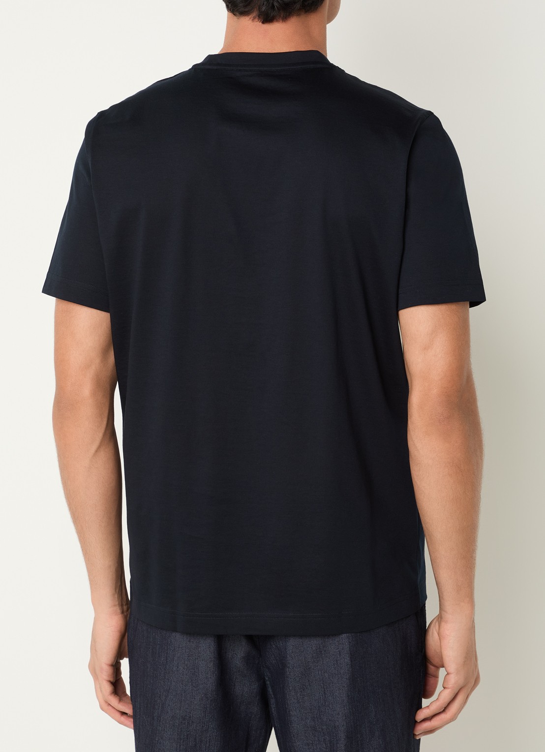Boggi Milano T-shirt met stretch - achterkant donkerblauw
