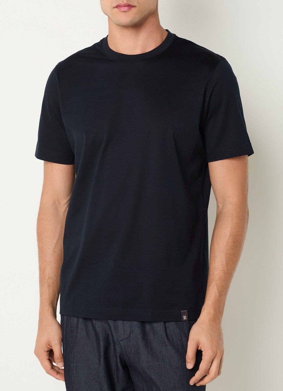 Boggi Milano T-shirt met stretch - detail 4 donkerblauw