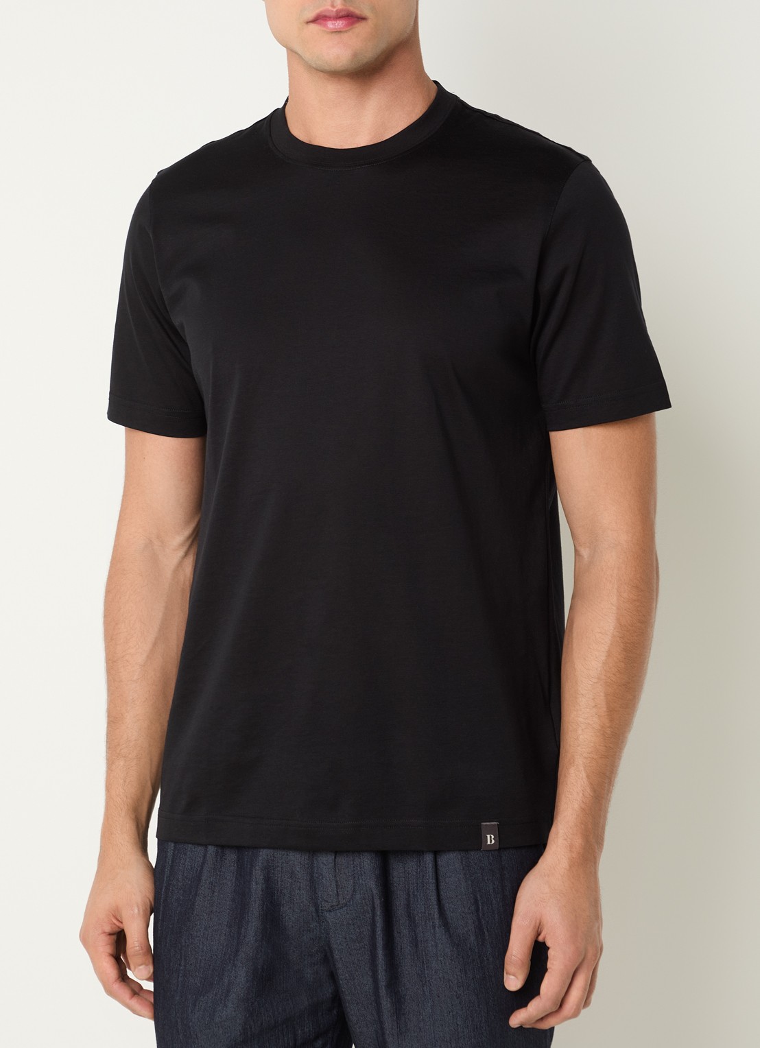 Boggi Milano T-shirt met stretch - detail 2 zwart