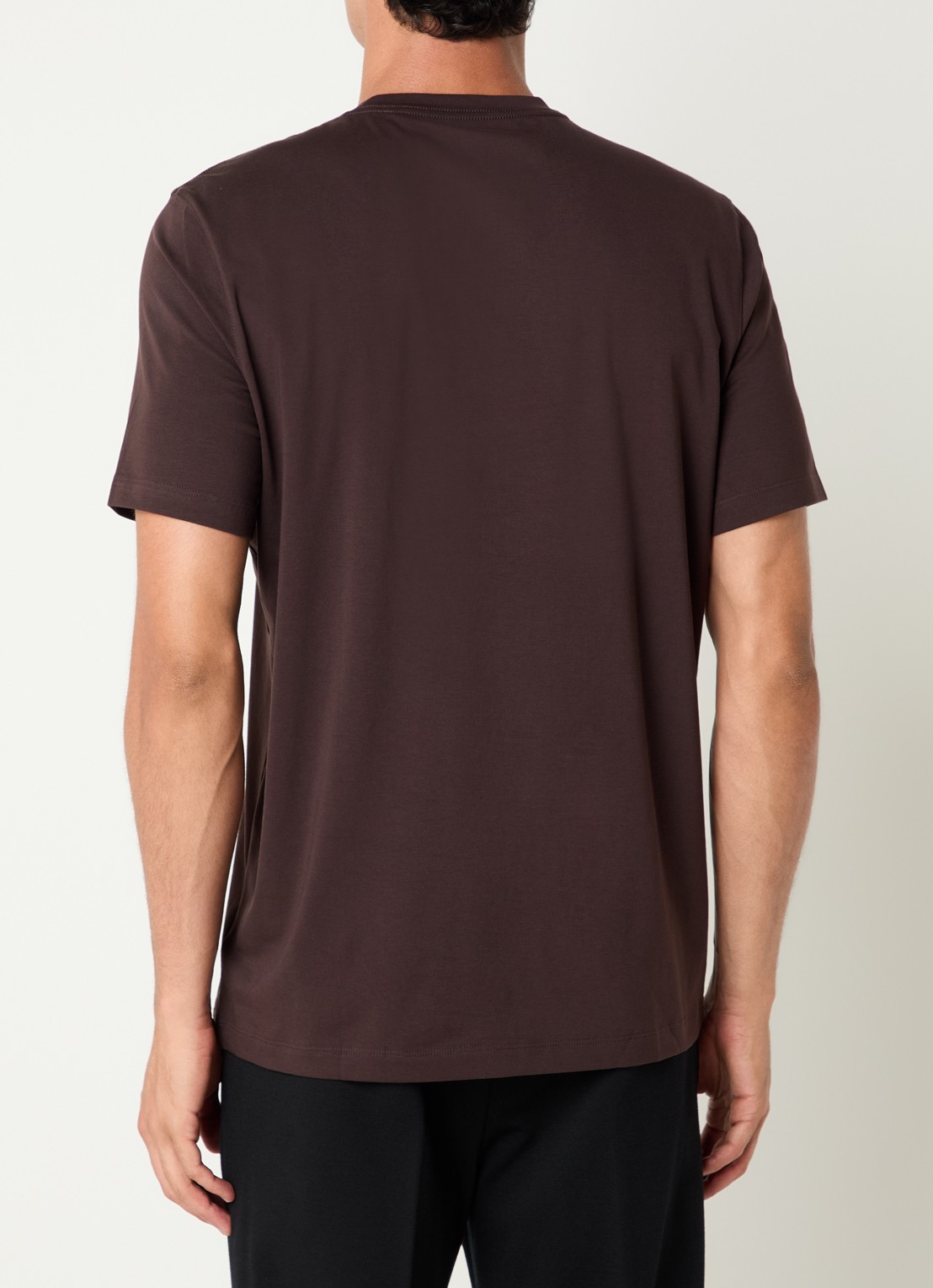 Boggi Milano T-shirt met stretch - achterkant 3 donkerbruin