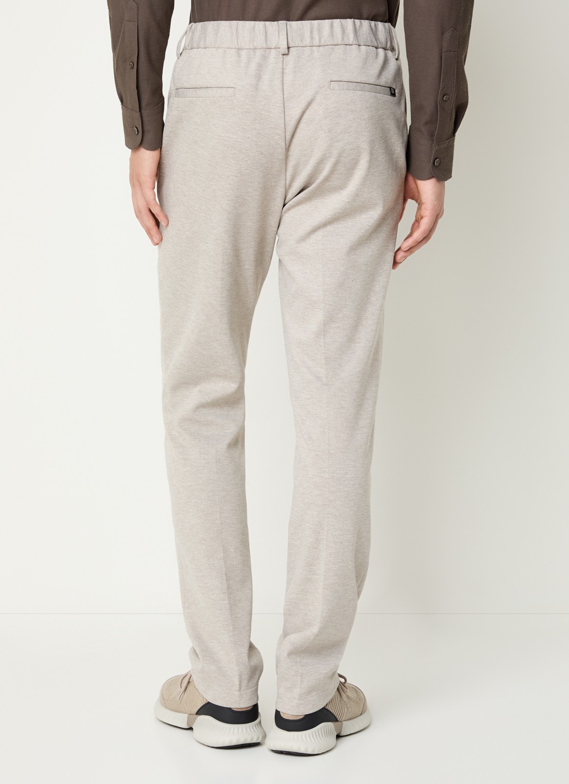 Boggi Milano Tapered fit pantalon met gemêleerd dessin - achterkant zand