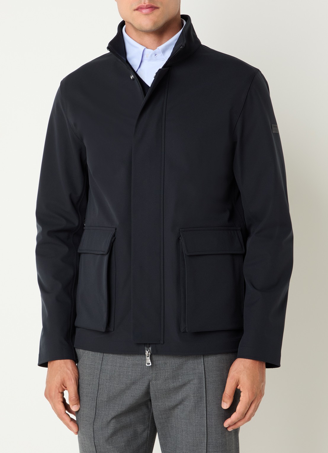 Boggi Milano Windjack met klepzakken - detail 4 donkerblauw
