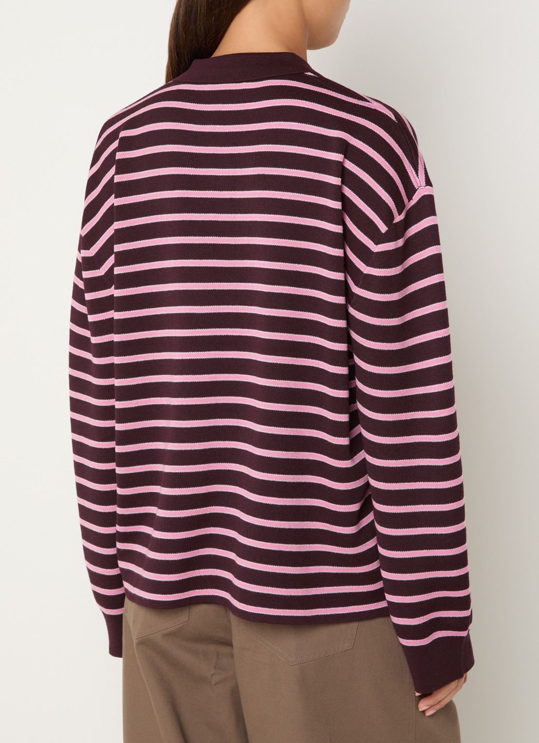 Boii Studios Adanne polo met streepprint - achterkant 4 aubergine