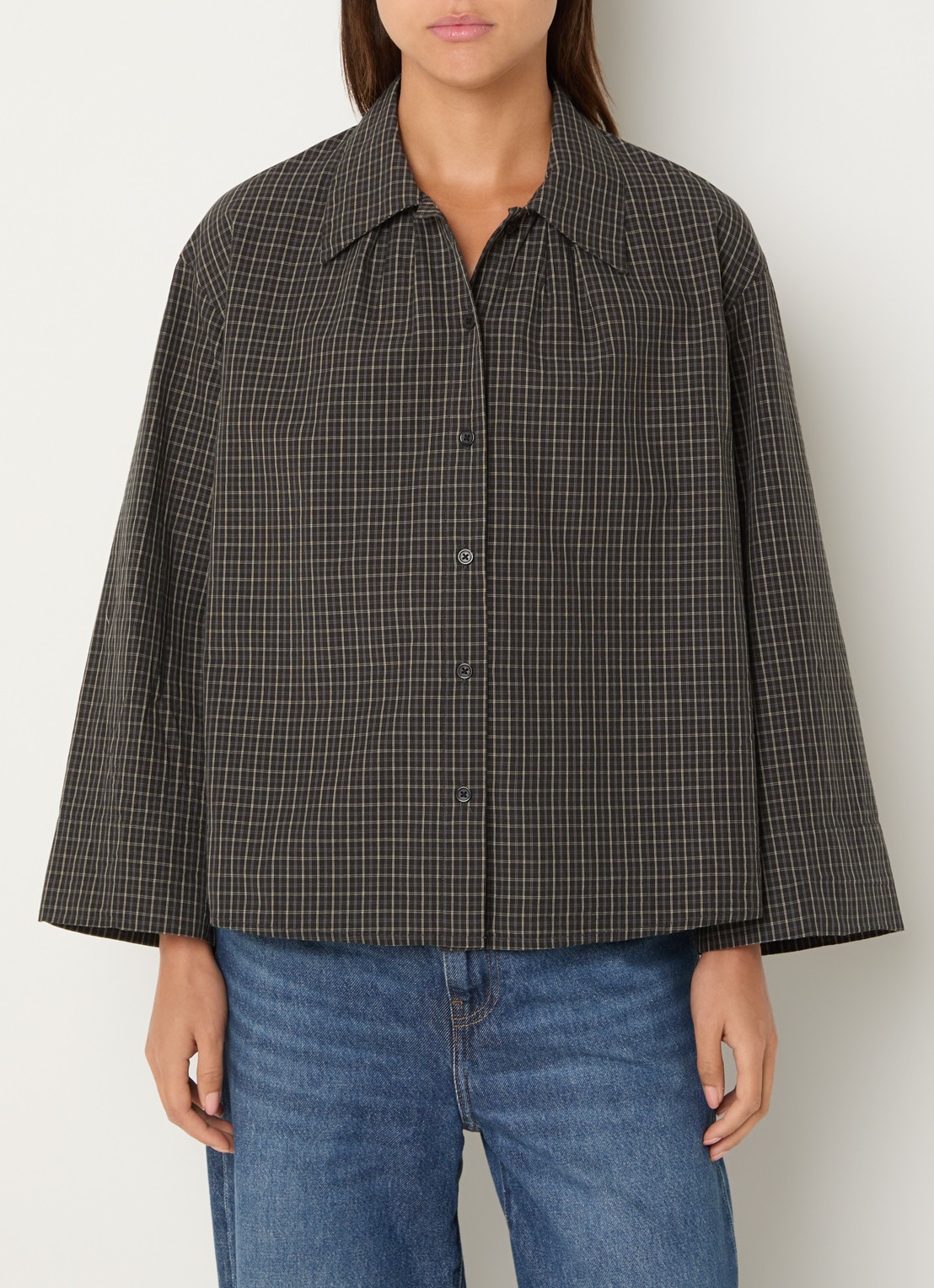 Boii Studios Tinsi blouse met ruitdessin - detail 3 groen