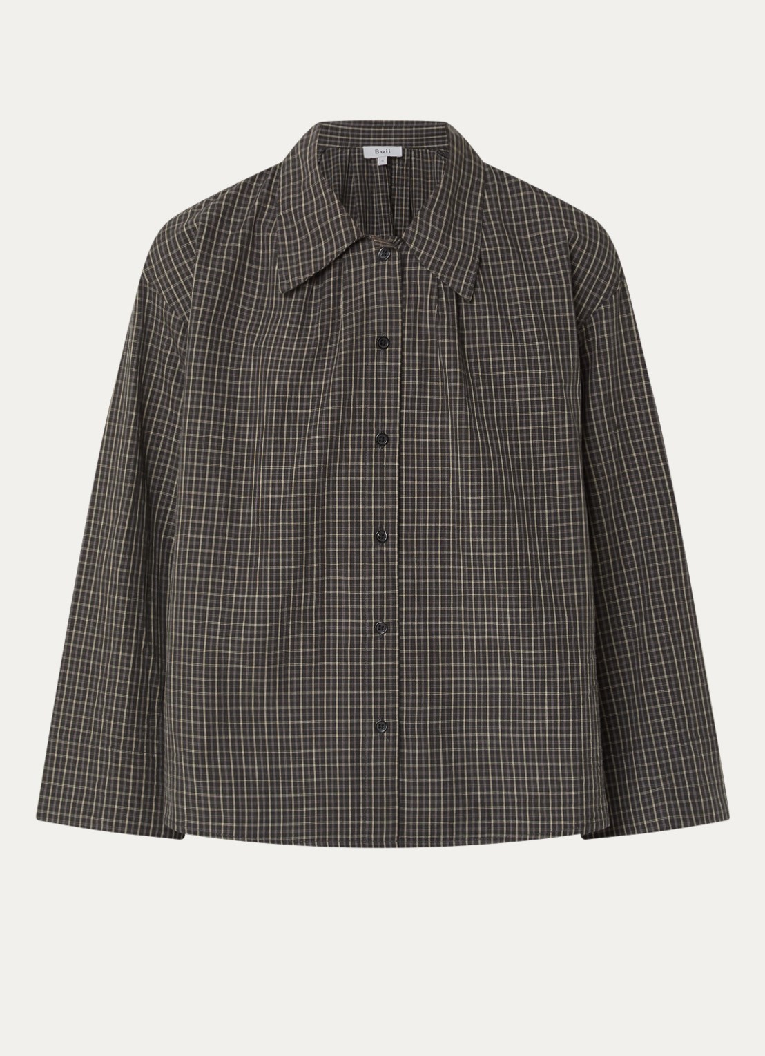 Boii Studios Tinsi blouse met ruitdessin - voorkant groen