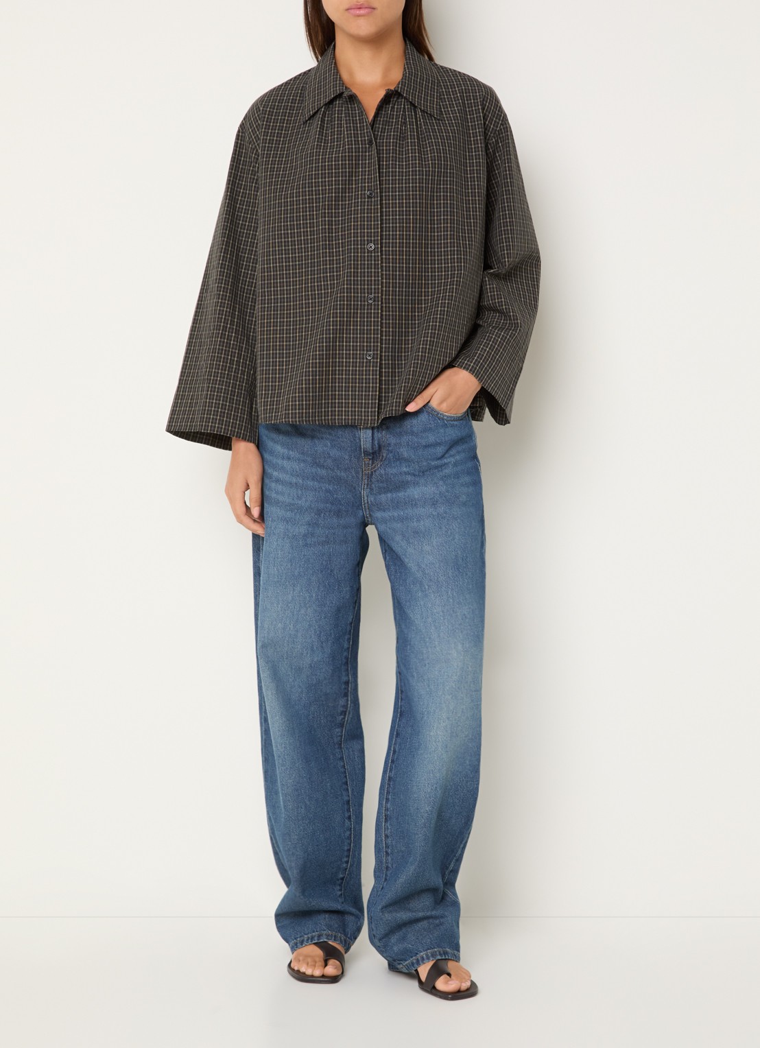 Boii Studios Tinsi blouse met ruitdessin - voorkant 2 groen