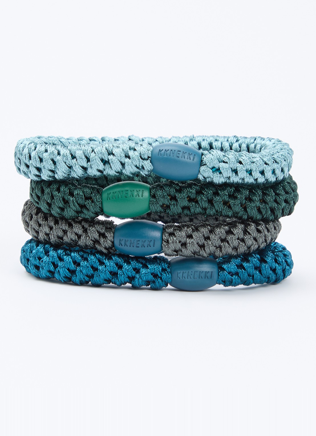 Bon Dep Bundle 50 gevlochten haarelastiekjes in 4-pack  - voorkant blauw