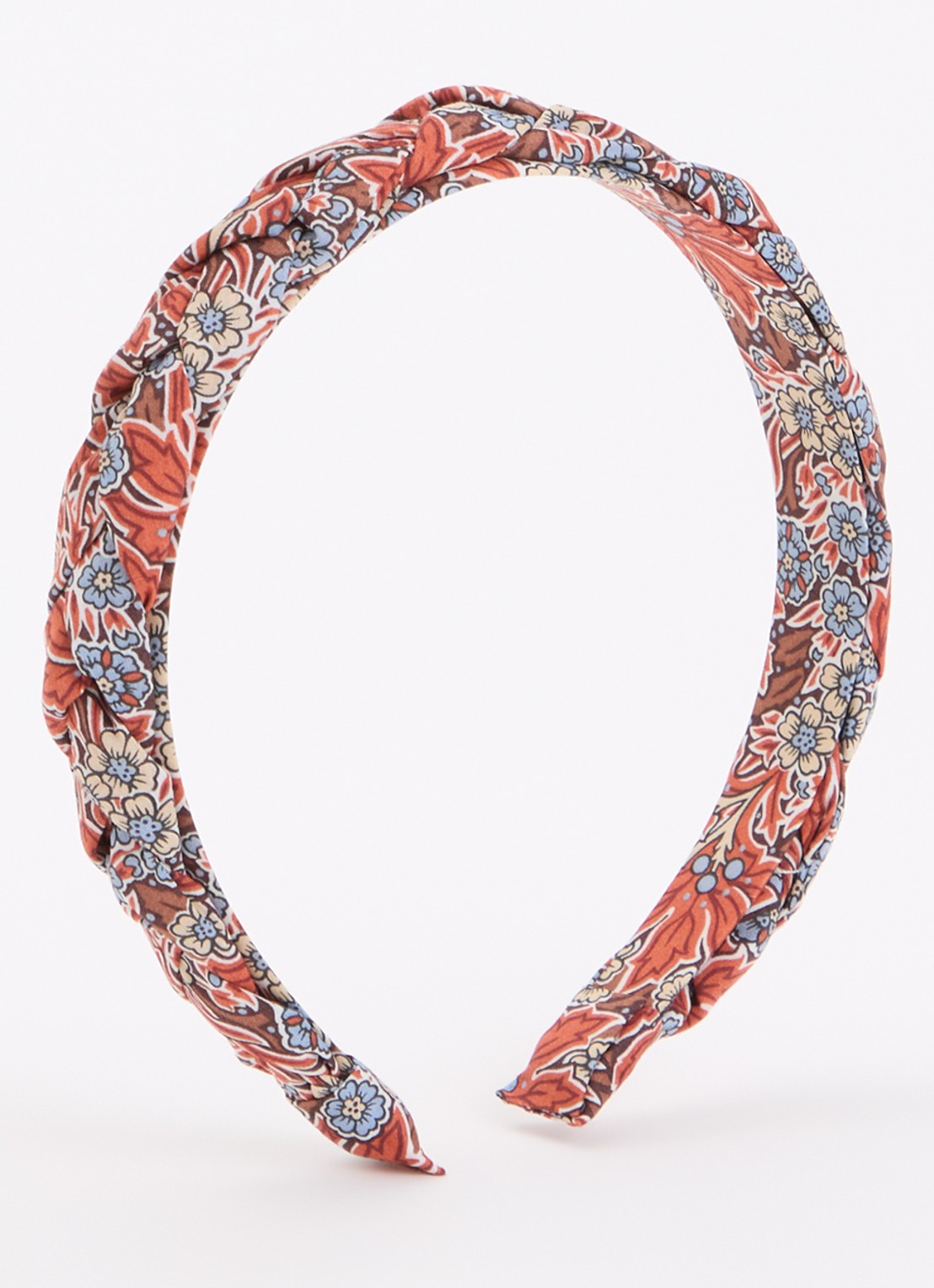 Bon Dep Haarband met bloemenprint - voorkant steenrood