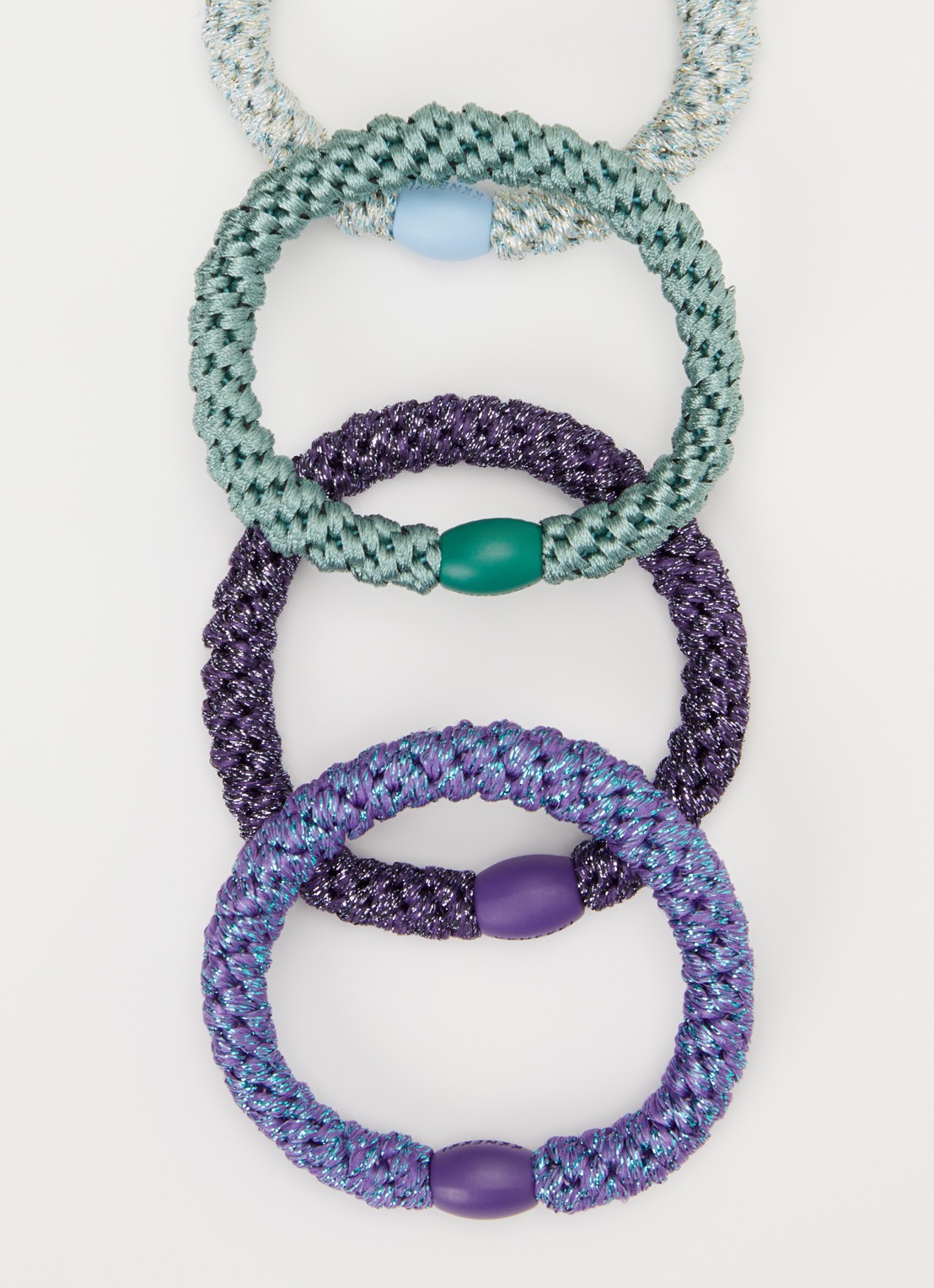 Bon Dep Kknekki Bundle 59 haarelastiekjes met lurex in 4-pack - detail lila