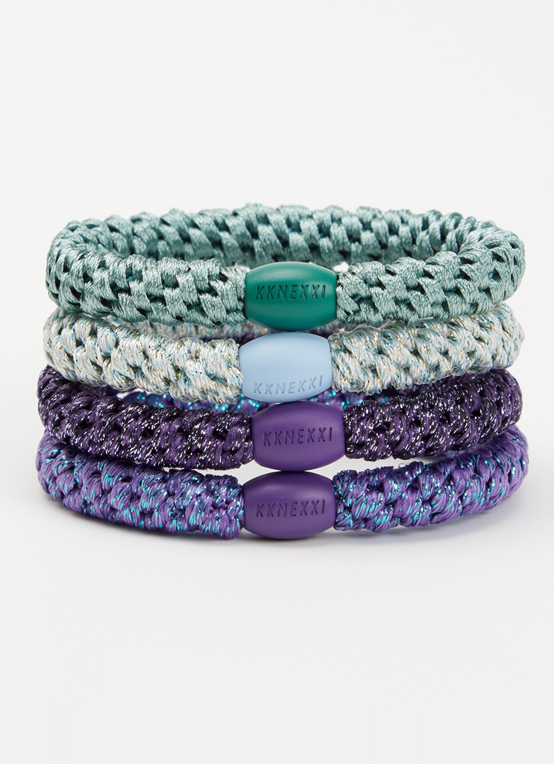 Bon Dep Kknekki Bundle 59 haarelastiekjes met lurex in 4-pack - voorkant 2 lila