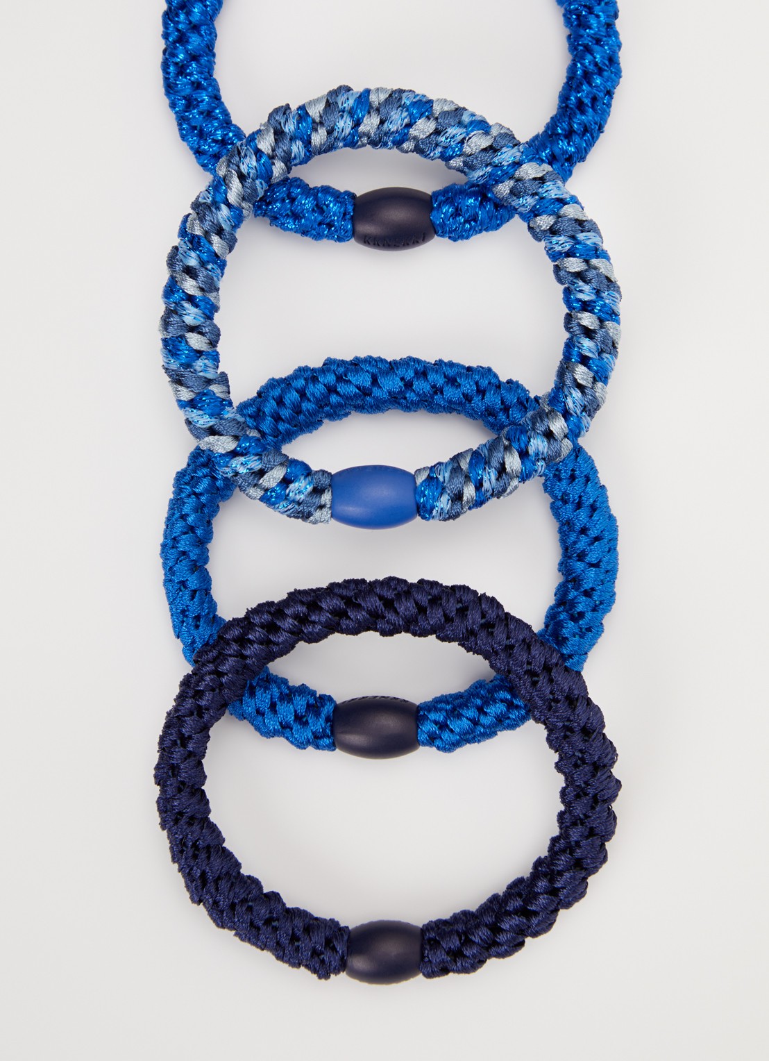 Bon Dep Kknekki Bundle 60 haarelastiekjes met lurex in 4-pack - detail kobaltblauw