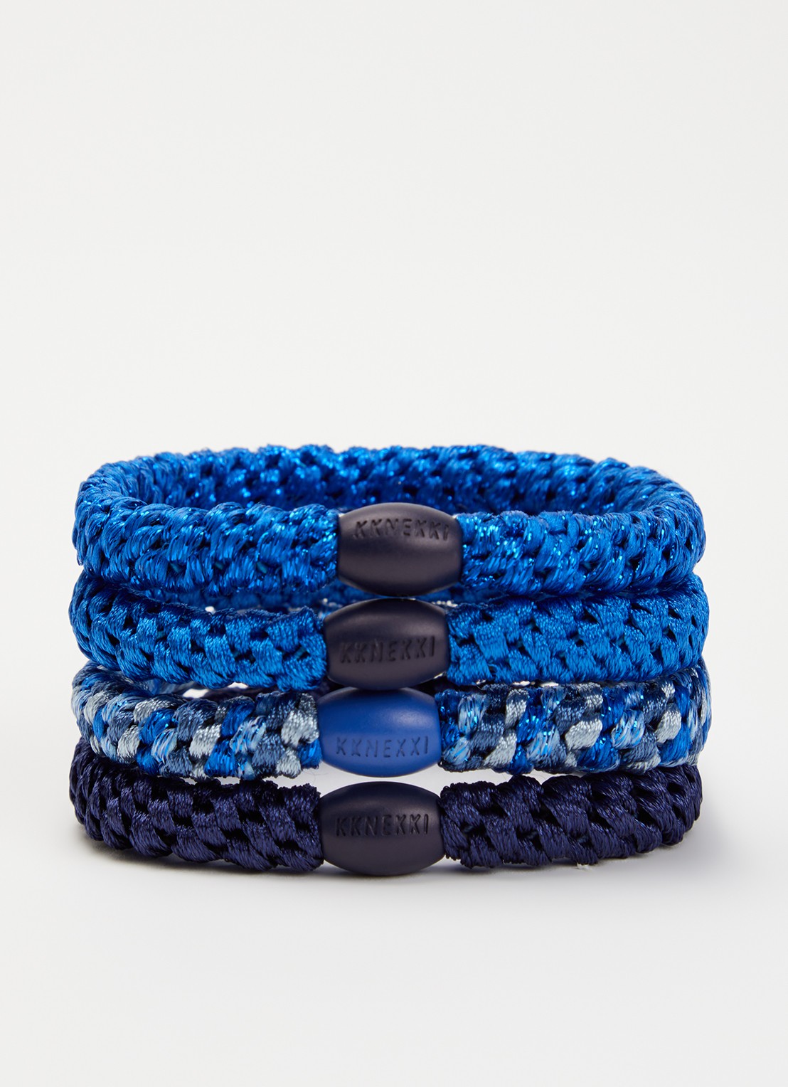 Bon Dep Kknekki Bundle 60 haarelastiekjes met lurex in 4-pack - voorkant 2 kobaltblauw