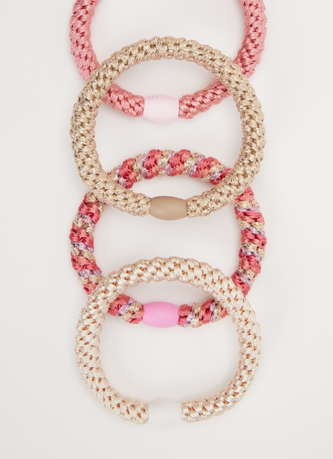 Bon Dep Kknekki Bundle 61 haarelastiekjes met lurex in 4-pack - detail roze