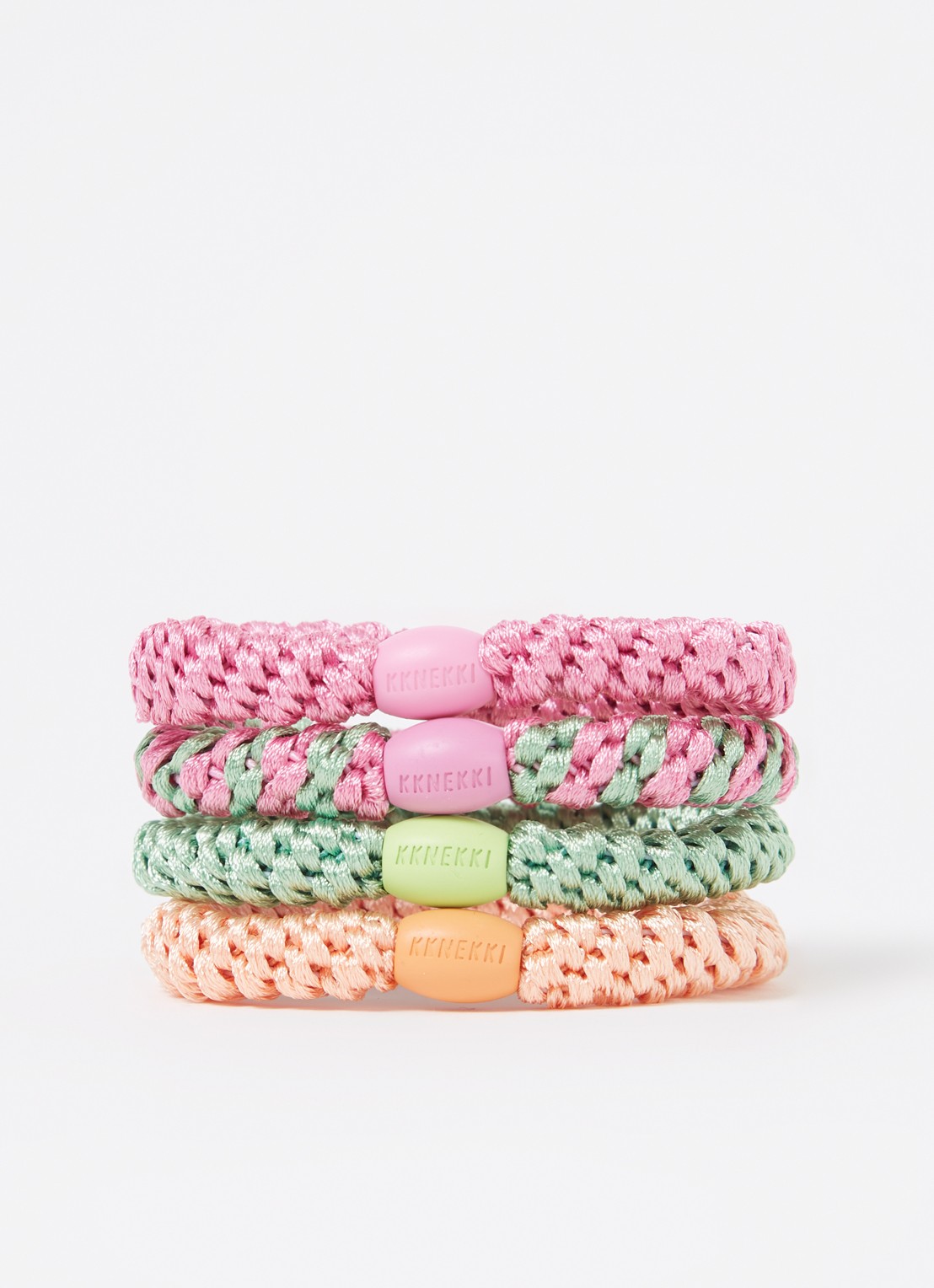 Bon Dep Kknekki gevlochten haarelastiekjes in 4-pack - detail 2 roze