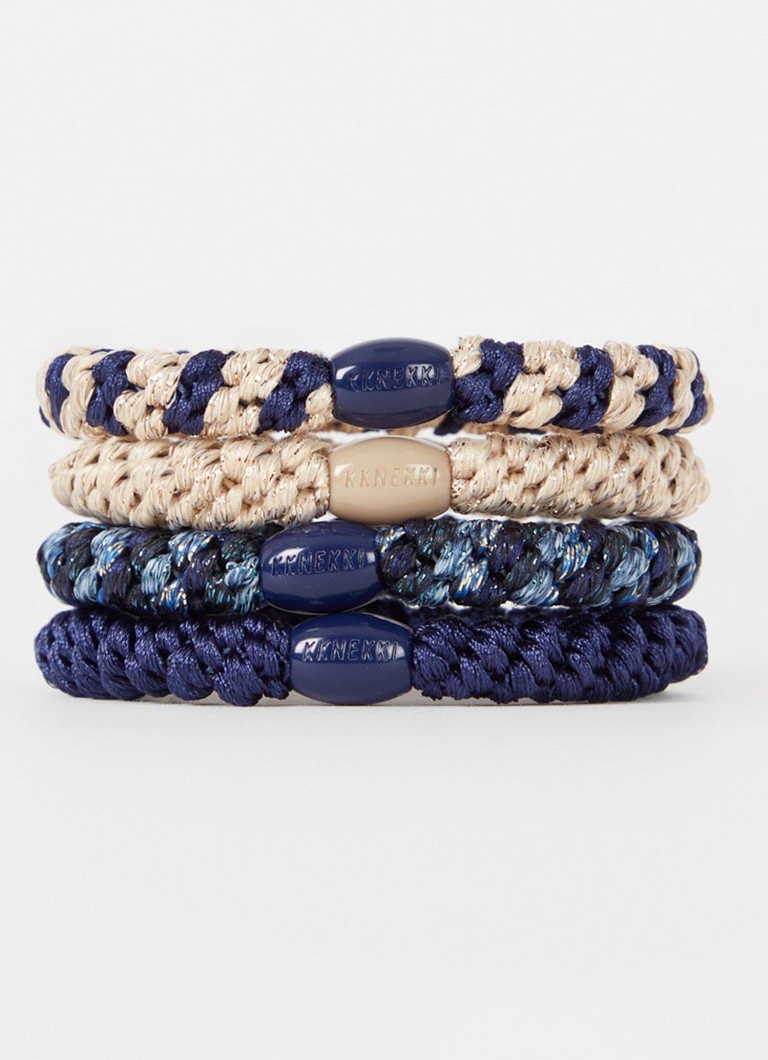 Bon Dep Kknekki gevlochten haarelastiekjes met lurex in 4-pack - voorkant 2 multicolor