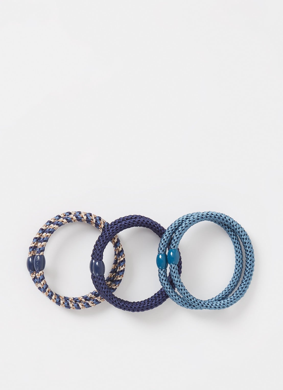 Bon Dep Kknekki gevlochten haarelastiekjes met lurex in 6-pack - voorkant blauw