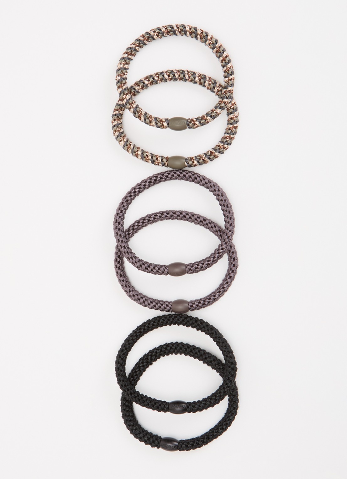 Bon Dep Kknekki gevlochten haarelastiekjes met lurex in 6-pack - detail 2 beige