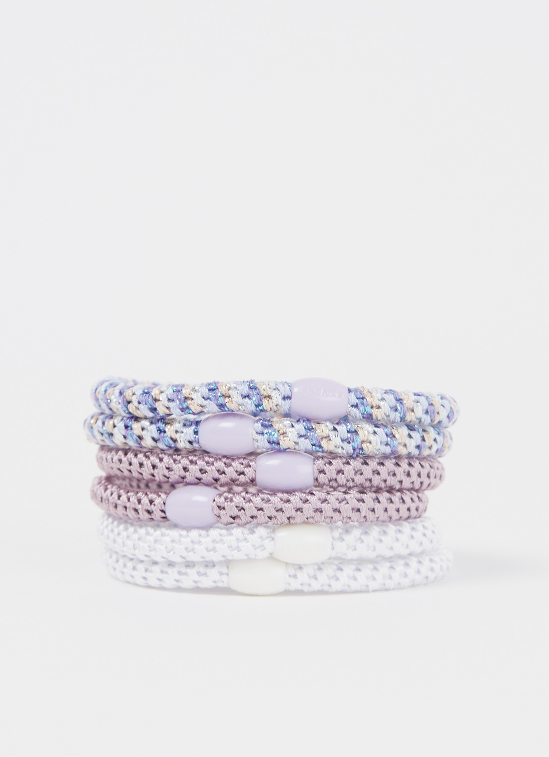 Bon Dep Kknekki gevlochten haarelastiekjes met lurex in 6-pack - detail 2 lila