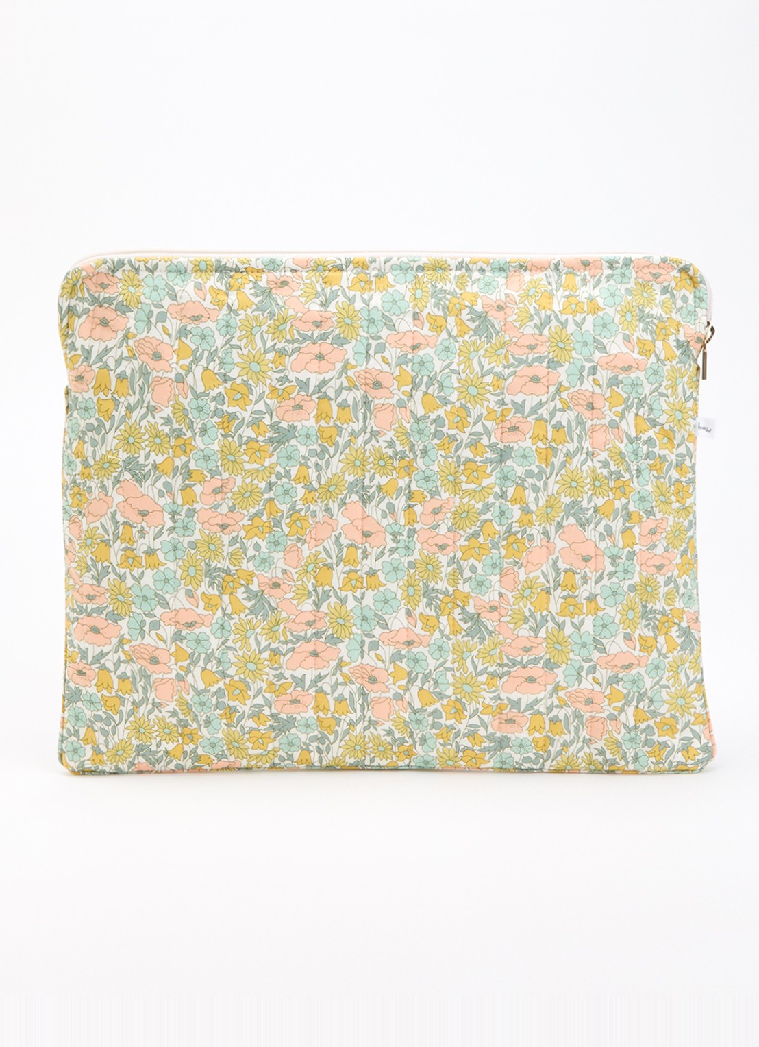 Bon Dep Laptophoes met bloemenprint  15 inch  - voorkant groen