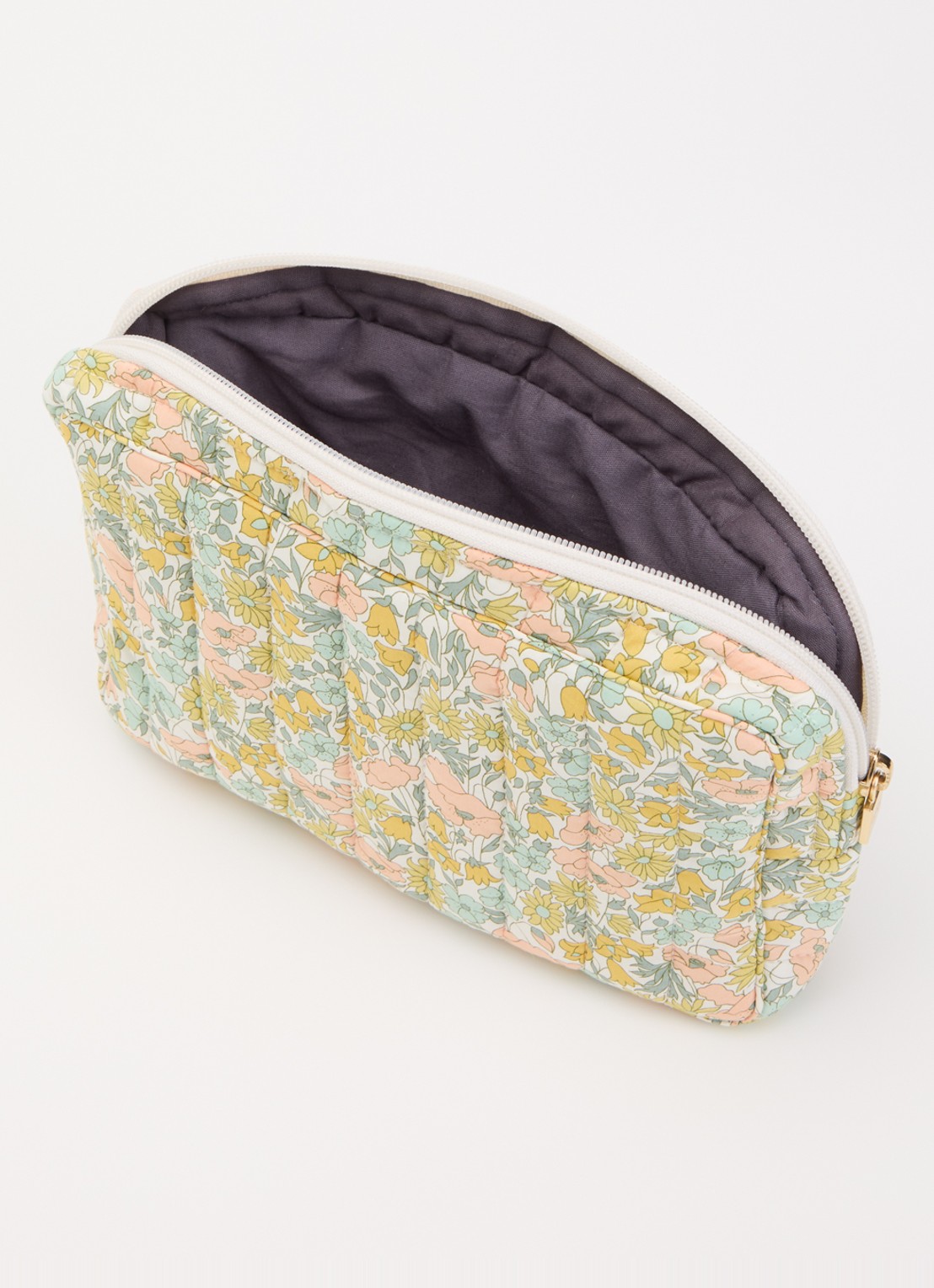 Bon Dep Liberty Poppy & Daisy small toilettas met bloemenprint  - voorkant 2 groen