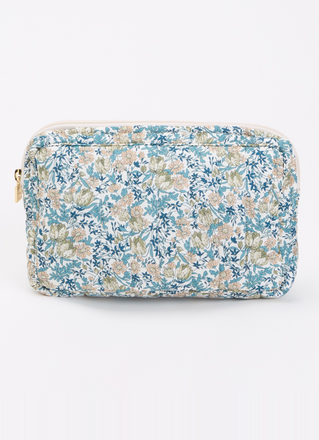 Bon Dep  Make-up tas  met bloemenprint - voorkant donkerblauw
