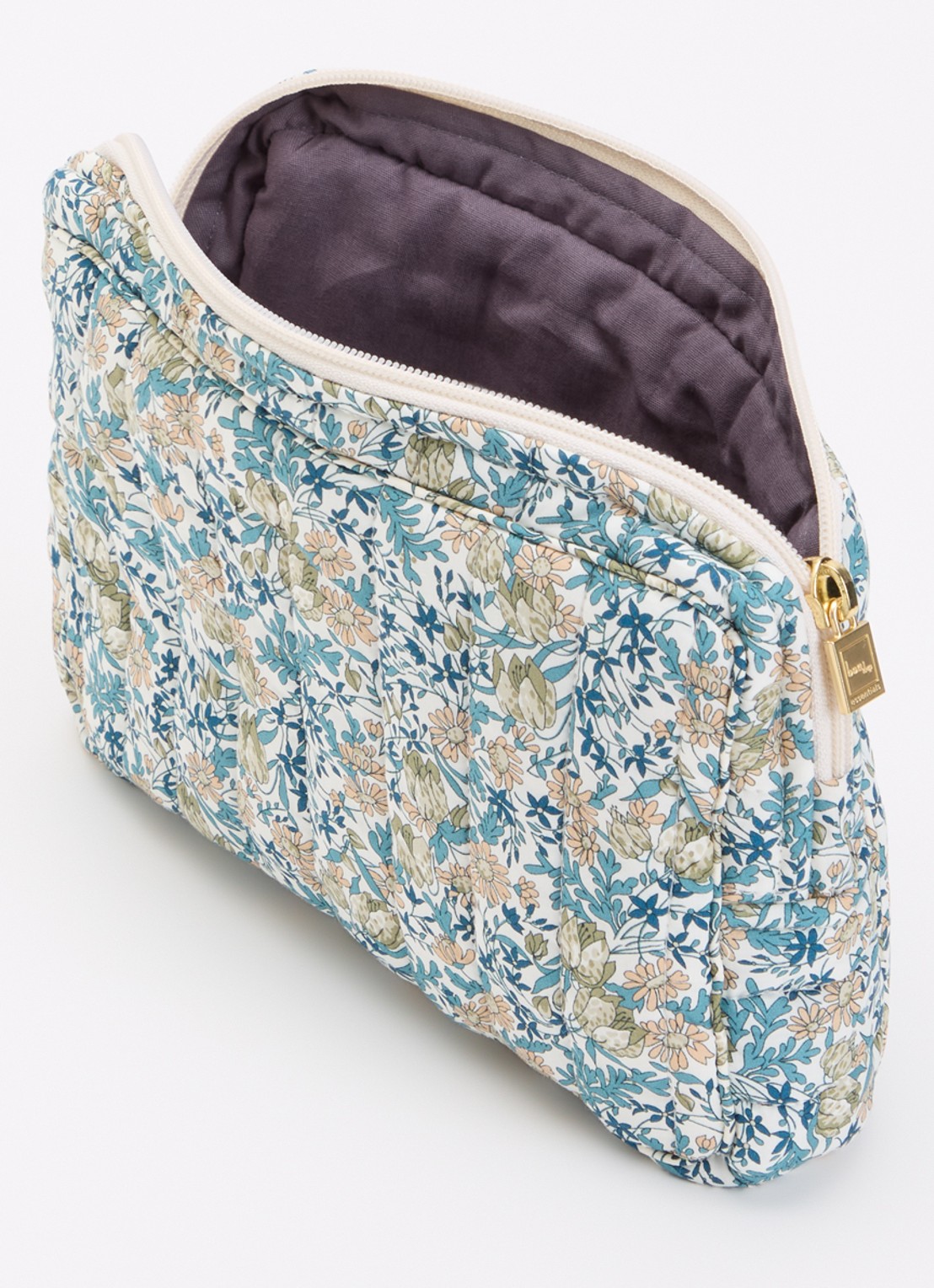 Bon Dep  Make-up tas  met bloemenprint - voorkant 2 donkerblauw