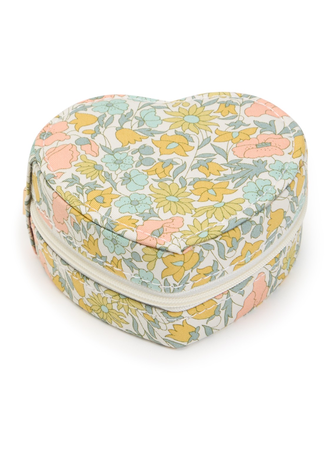 Bon Dep Sieradendoos met bloemenprint en uitneembaar etui - voorkant gebroken wit