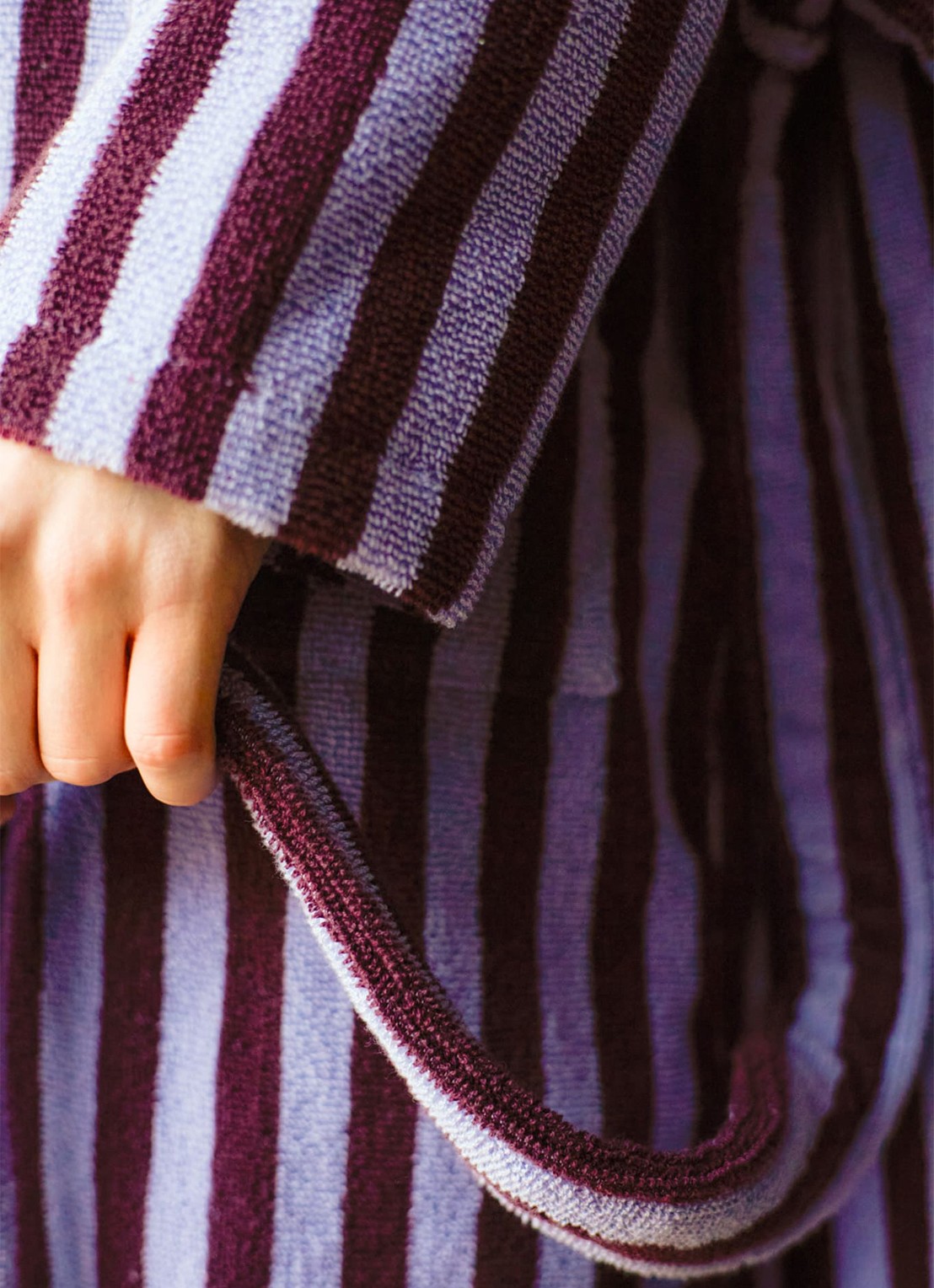 Bongusta Naram badjas met streepprint - detail lavendel