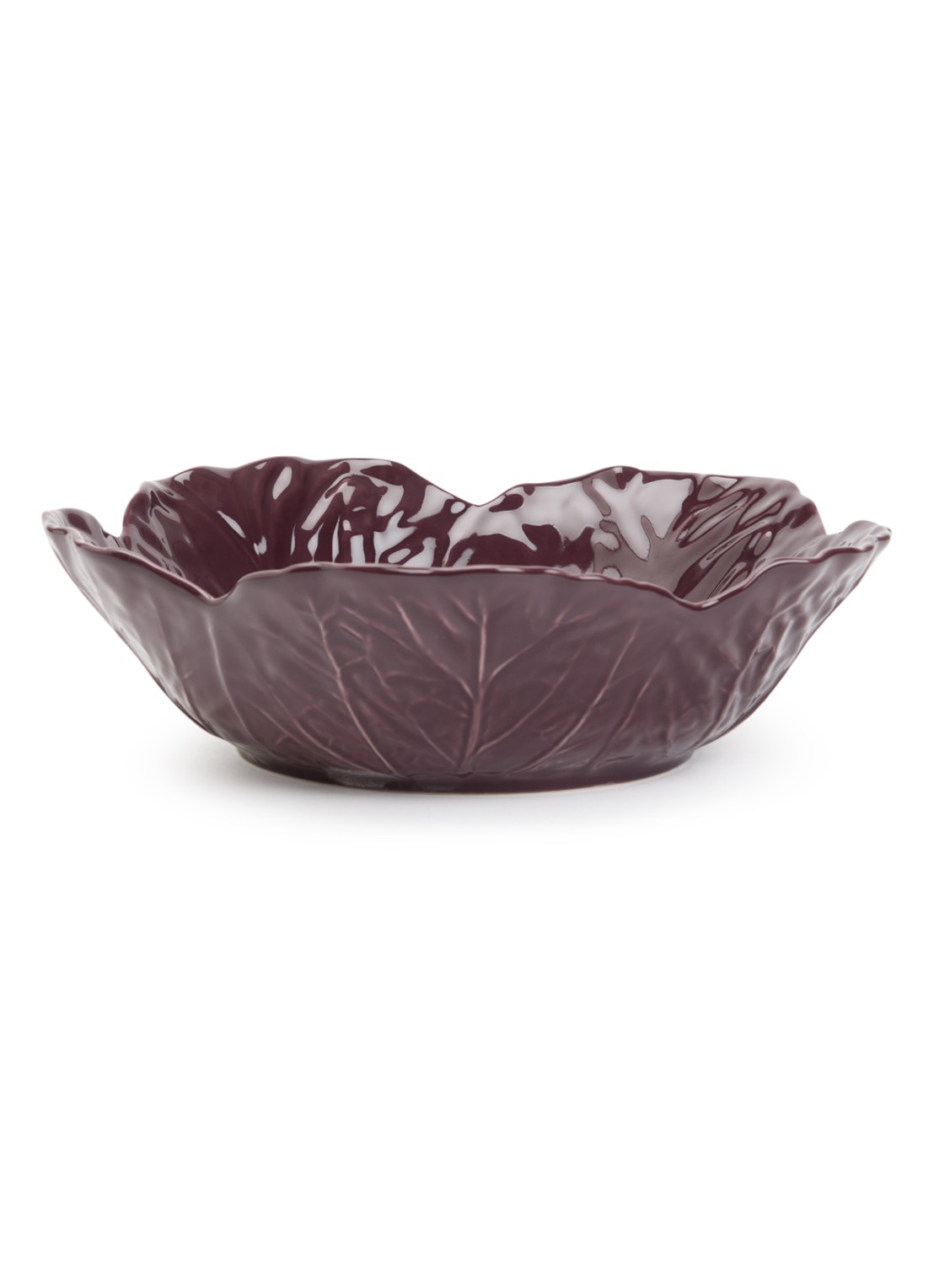 Bordallo Pinheiro Cabbage saladeschaal 28 cm - voorkant aubergine