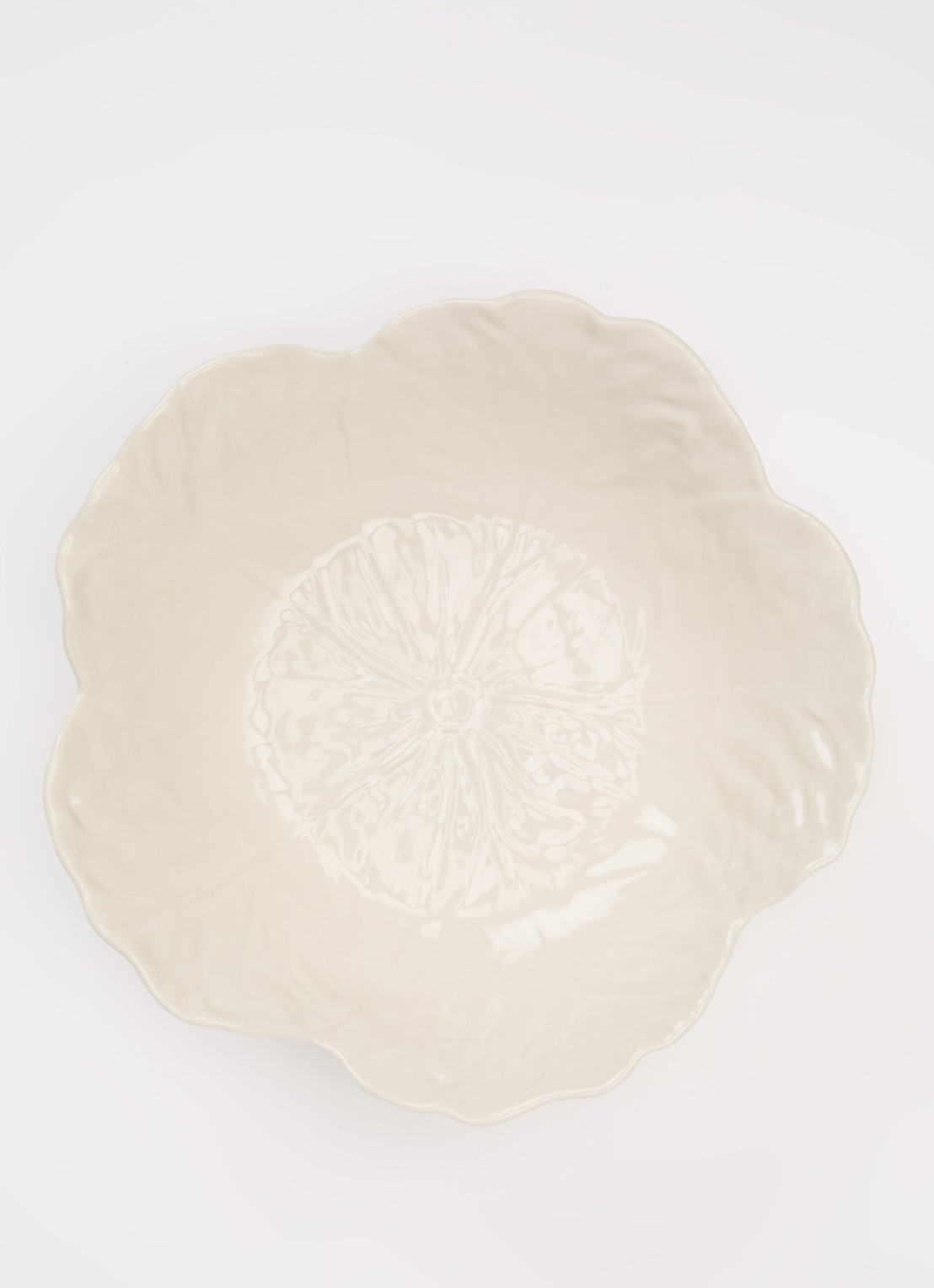 Bordallo Pinheiro Cabbage saladeschaal 28 cm - voorkant 2 ivoor