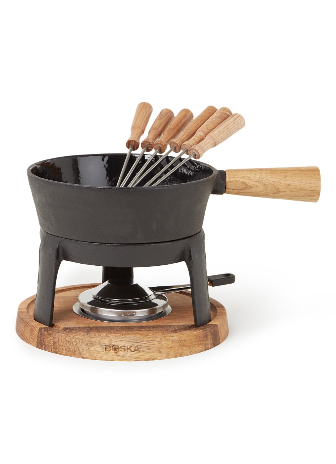 Boska Kaasfondueset Pro L met 6 fondue vorkjes - voorkant 2 zwart