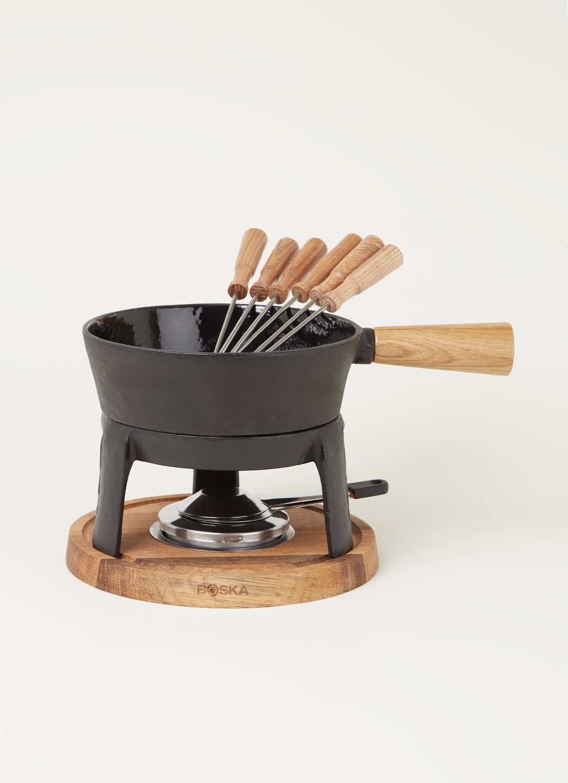 Boska Kaasfondueset Pro L met 6 fondue vorkjes - voorkant 3 zwart