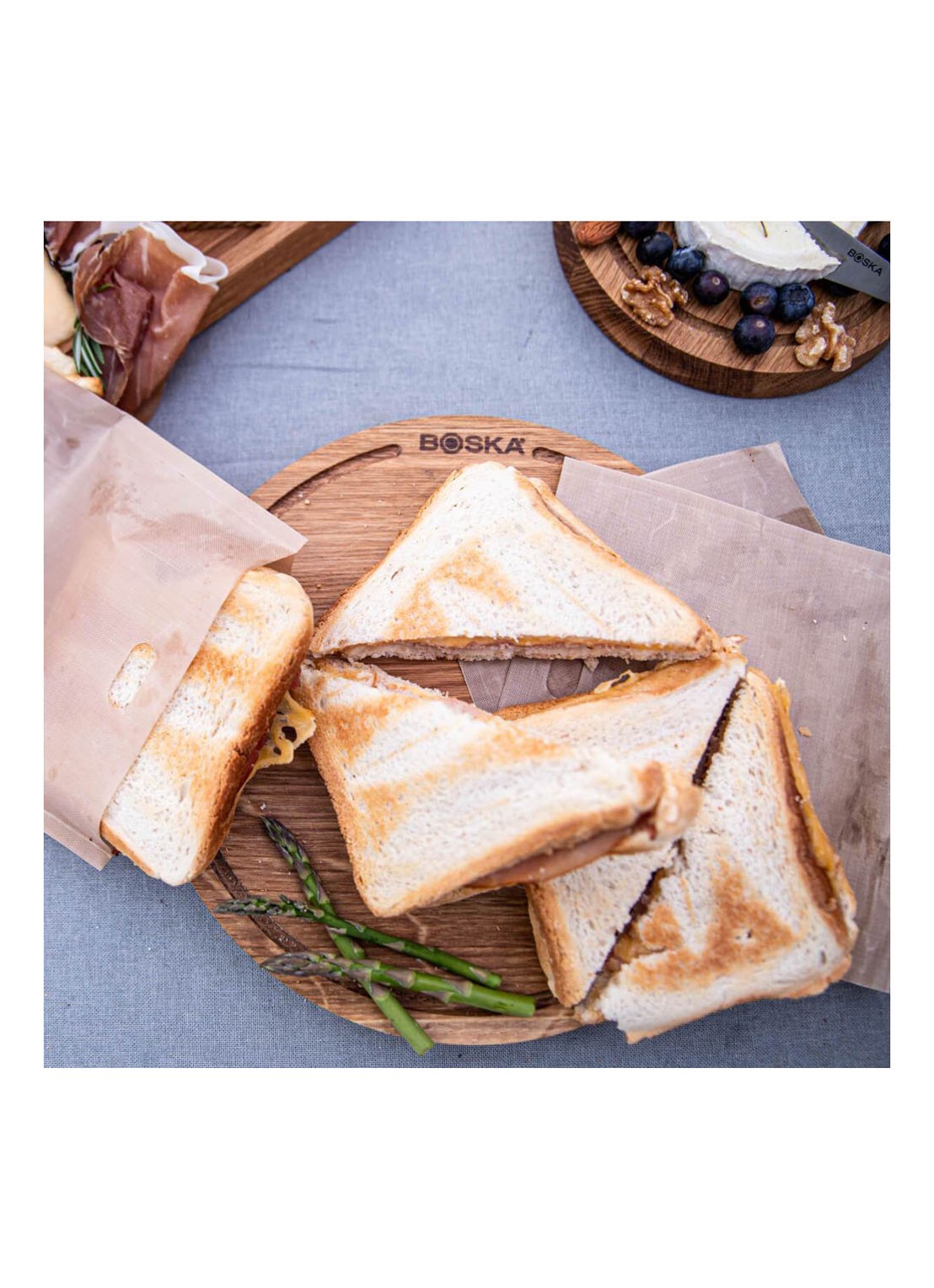 Boska Toastabags broodroosterzakjes set van 3 - voorkant 3 lichtbruin
