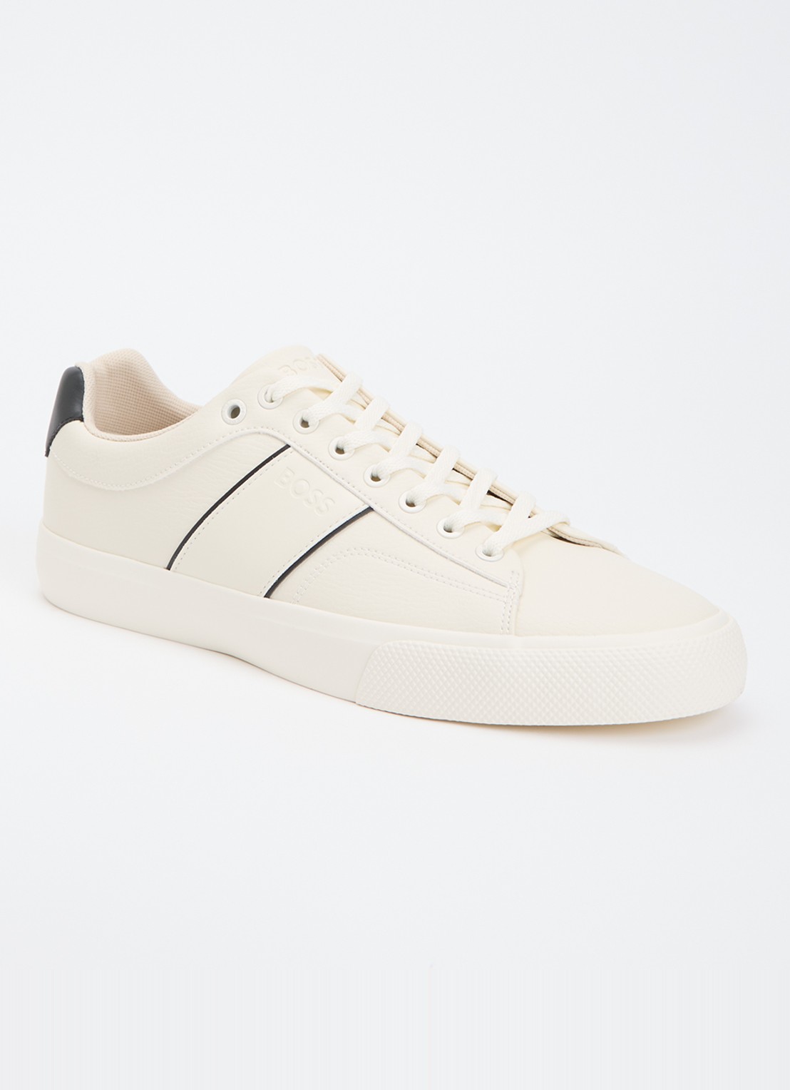 BOSS Aiden sneaker met logo - voorkant gebroken wit