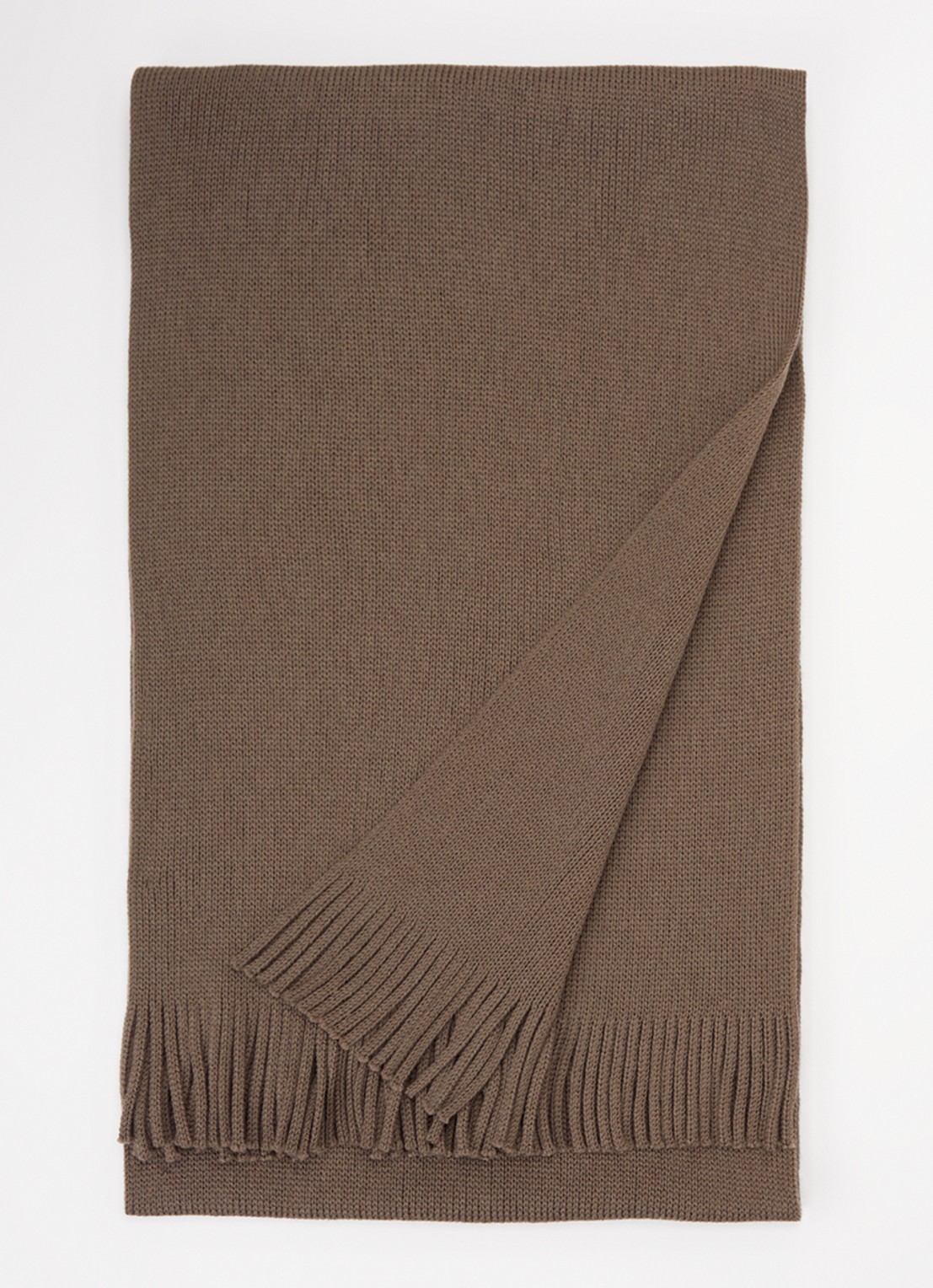 BOSS Albas fijngebreide sjaal van wol 190 x 25 cm - voorkant 3 khaki