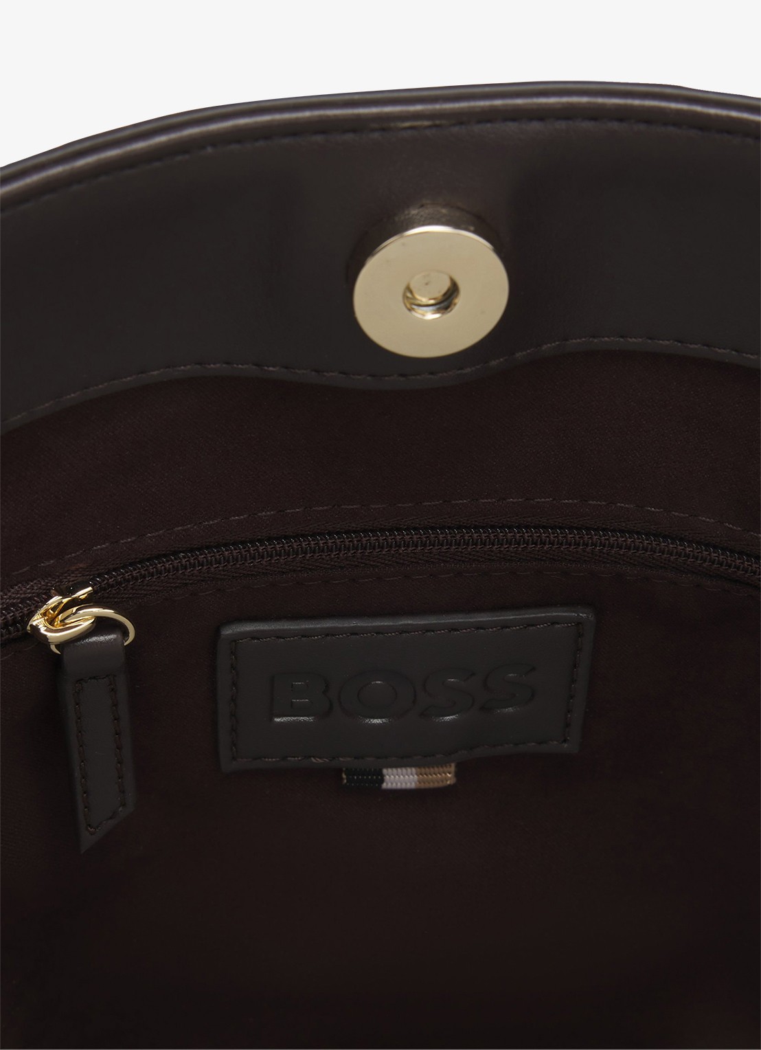 BOSS Anett schoudertas met logo - achterkant dark brown-207 / bruin