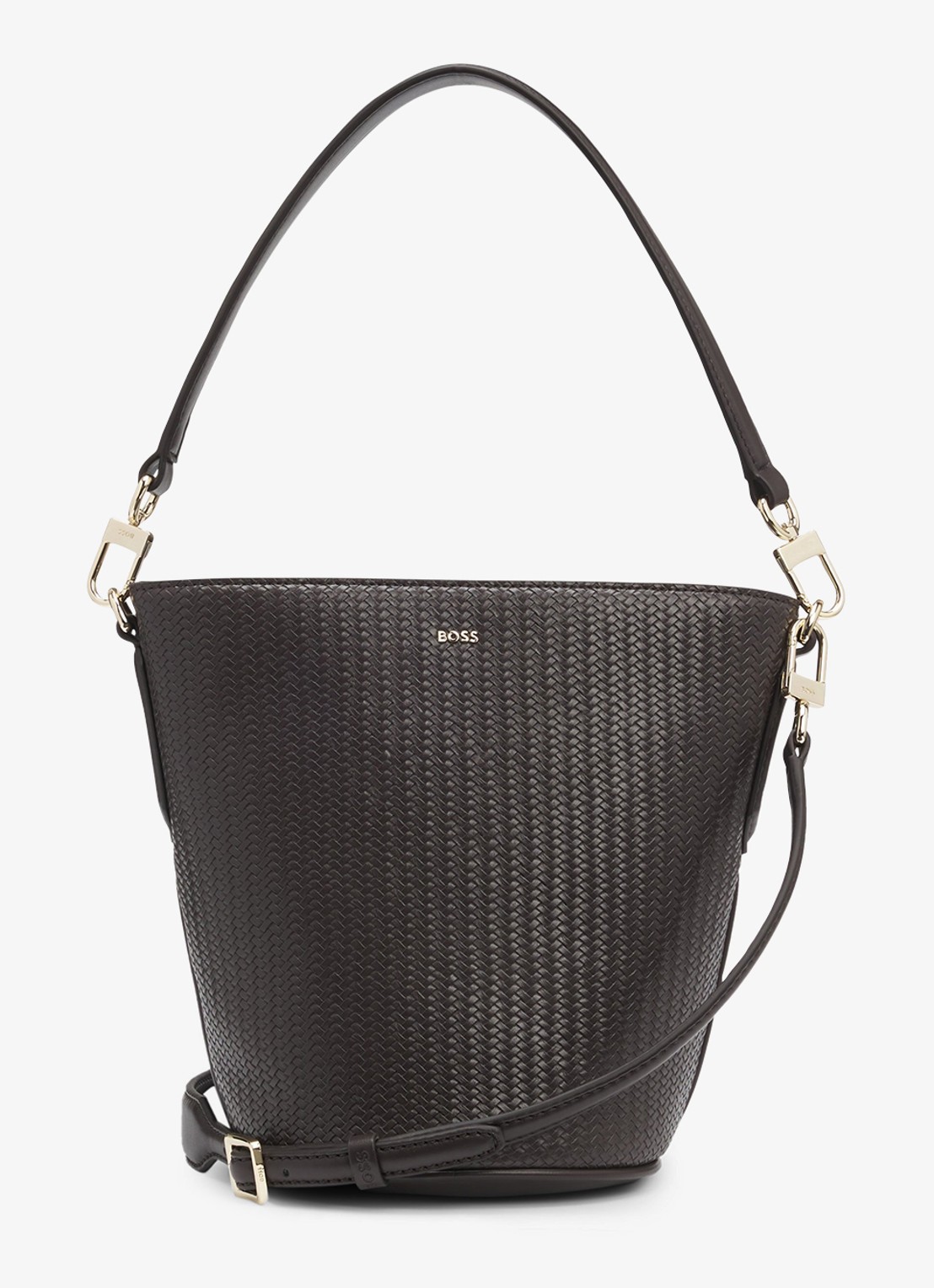 BOSS Anett schoudertas met logo - detail 4 dark brown-207 / bruin