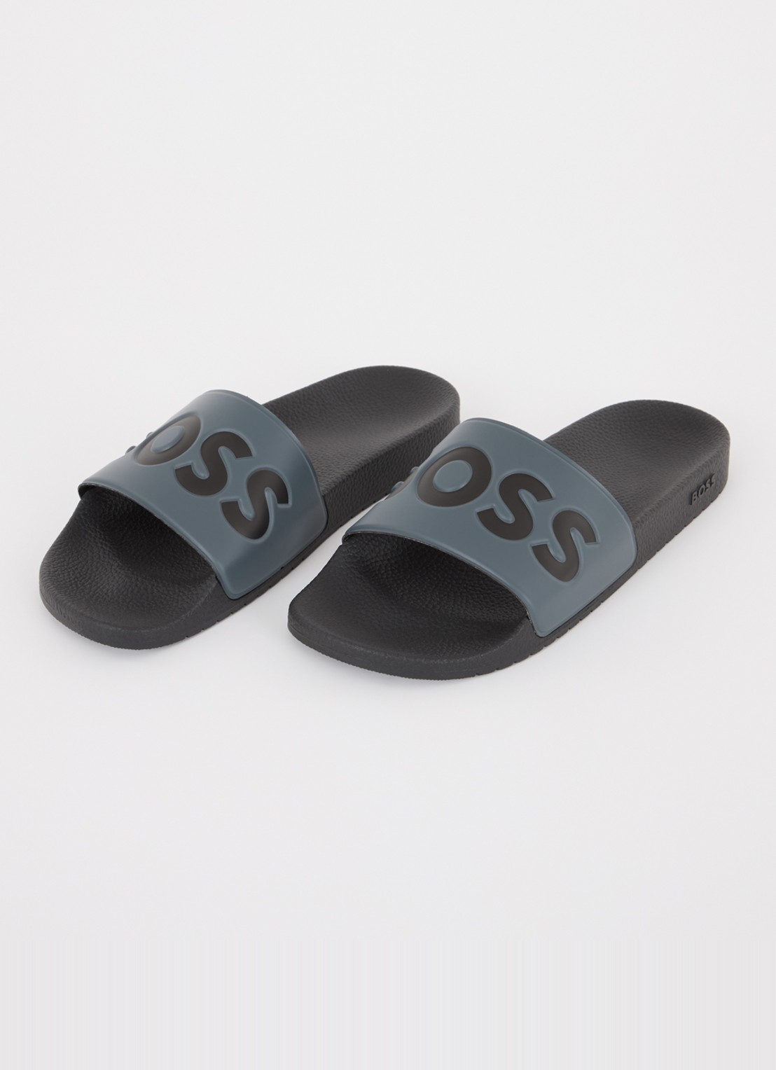 BOSS Aryeh slipper met logo - detail 2 donkergrijs