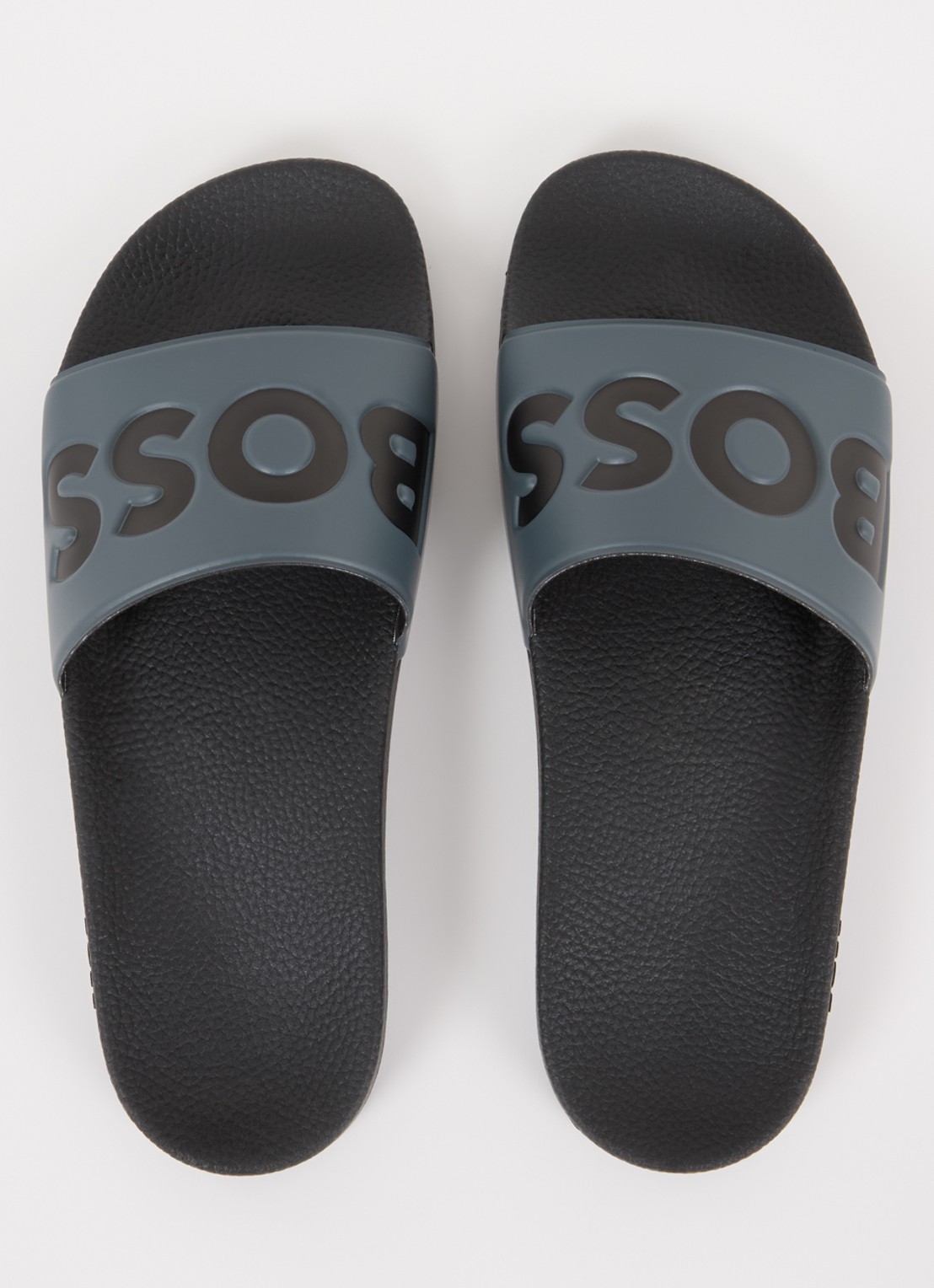 BOSS Aryeh slipper met logo - detail 3 donkergrijs