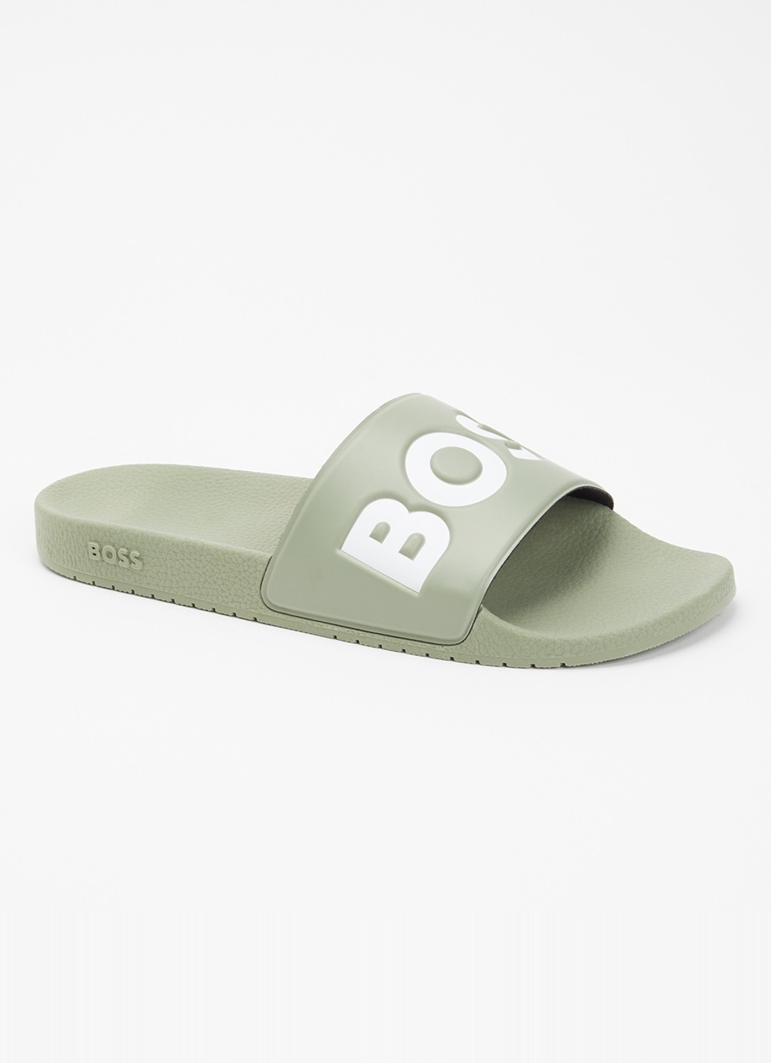 BOSS Aryeh slipper met logo - voorkant lindegroen