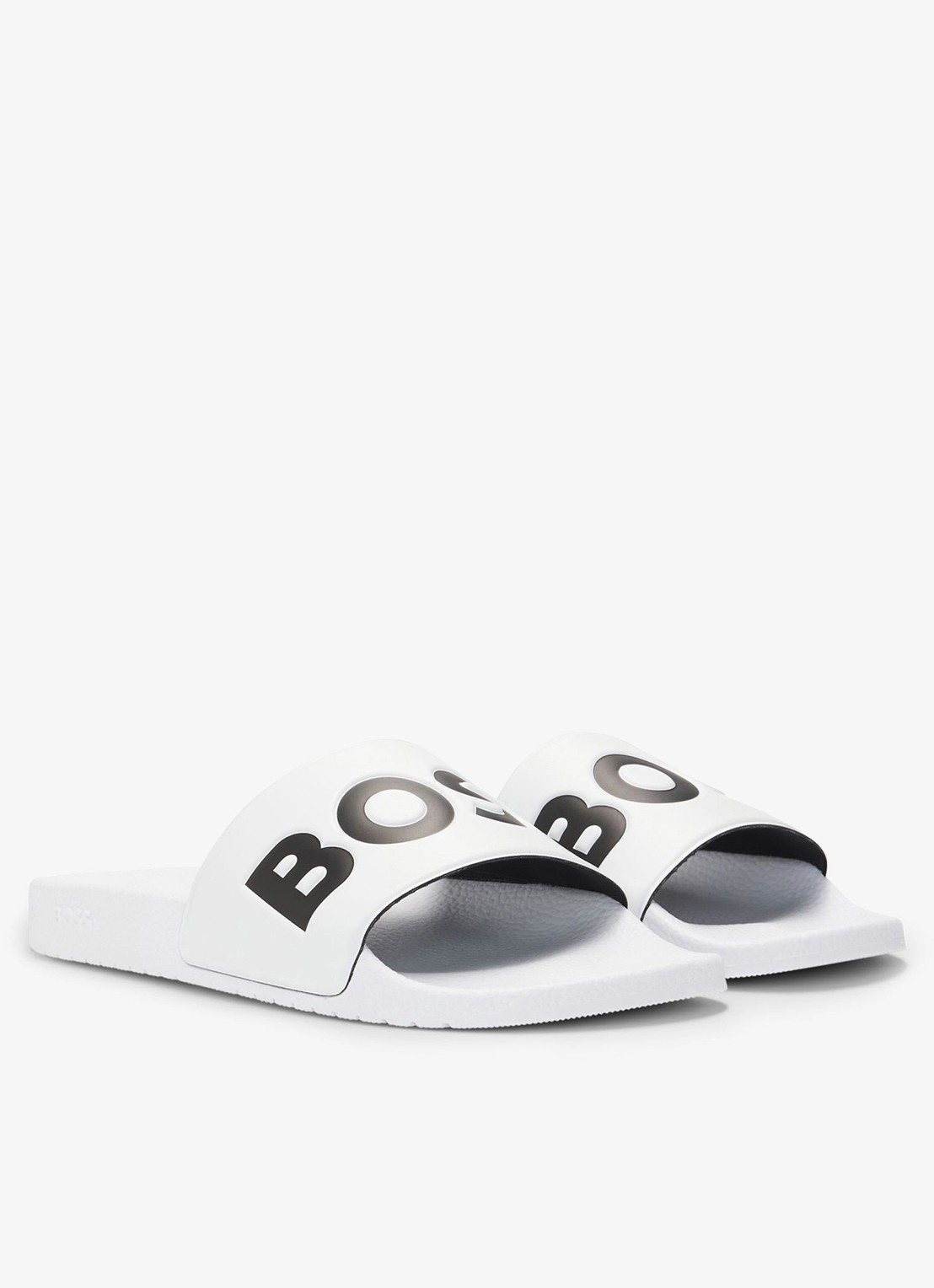 BOSS Aryeh slipper met logo - voorkant wit
