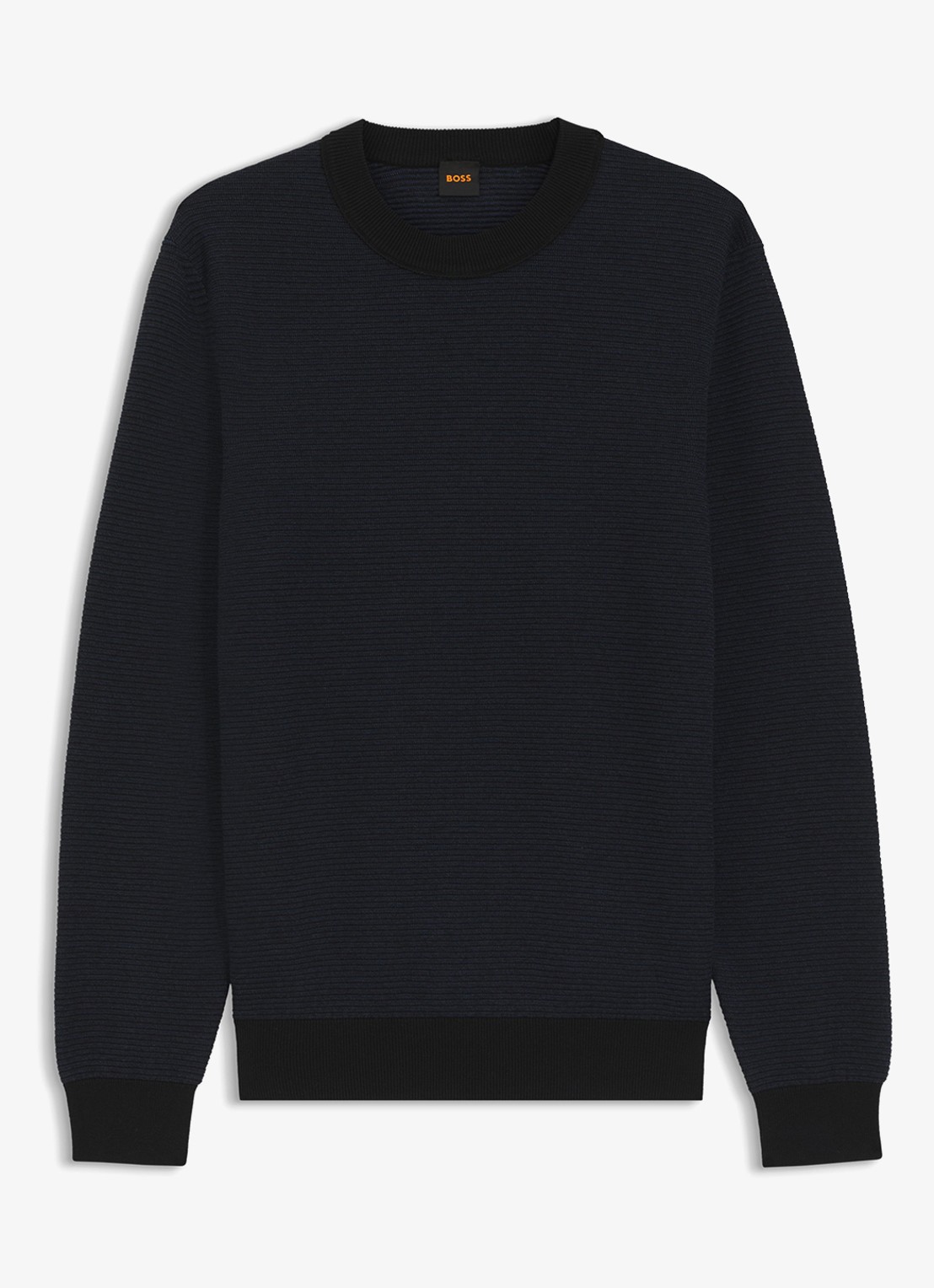 BOSS Aspoki fijngebreide pullover met gemêleerd dessin - voorkant 4 zwart